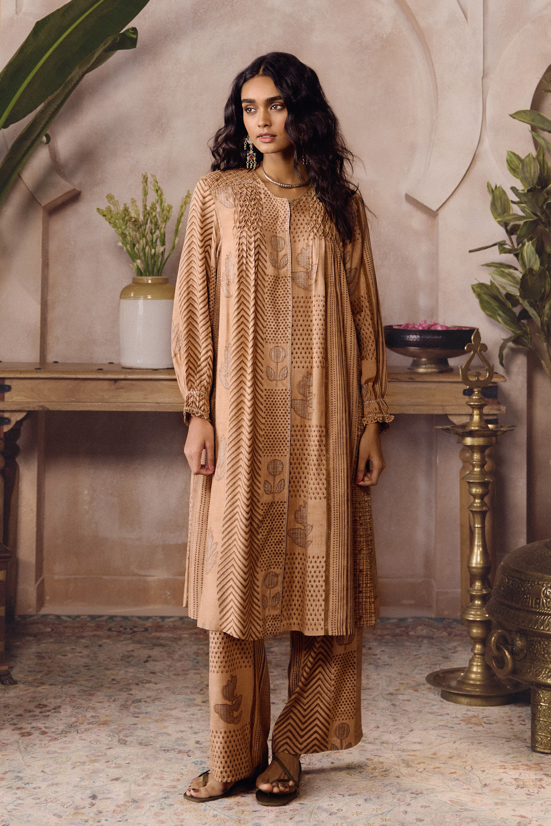 Laguna Hand-block Printed Mul Co-ord -  Brown