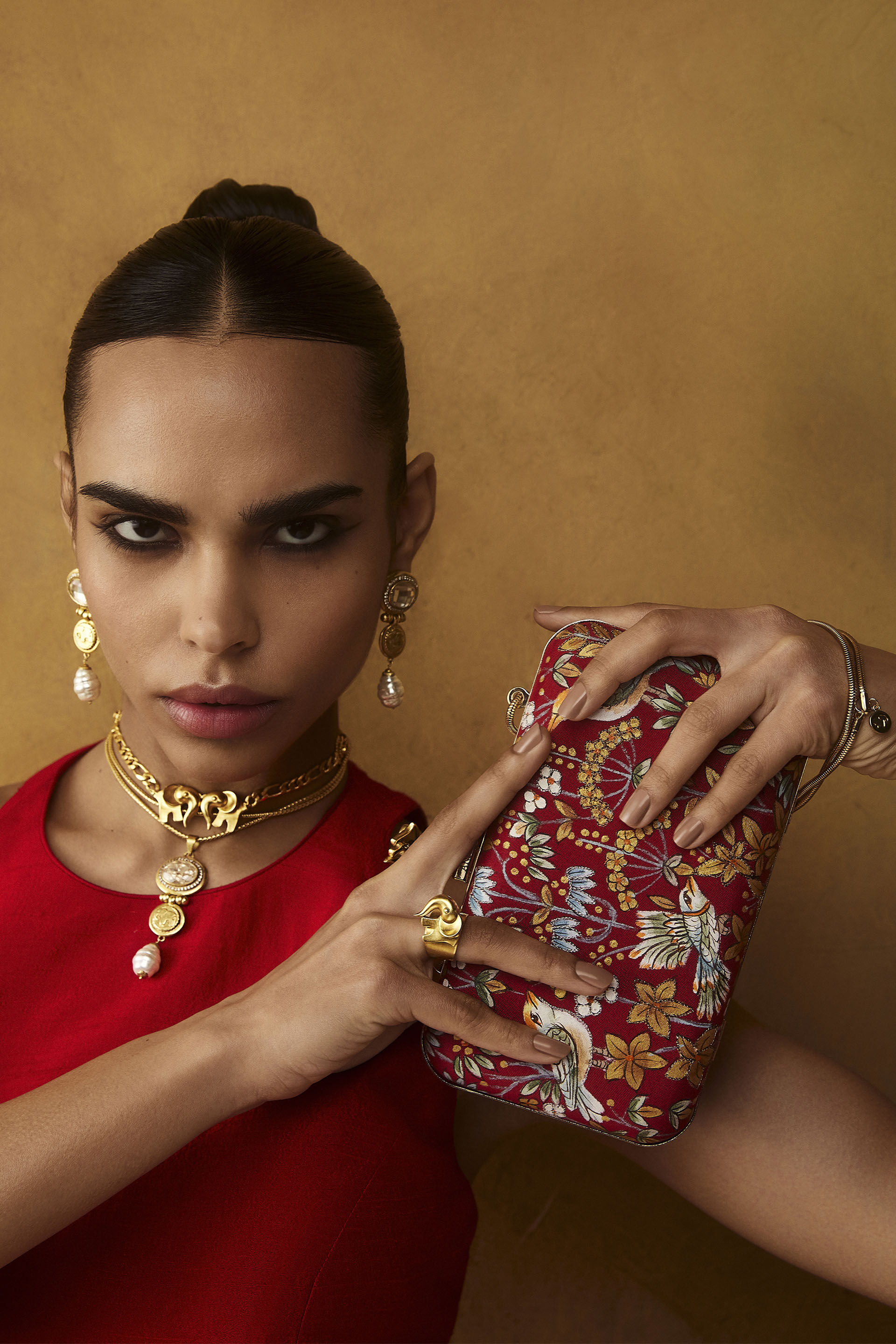 Pichhwai Clutch - Scarlet Red