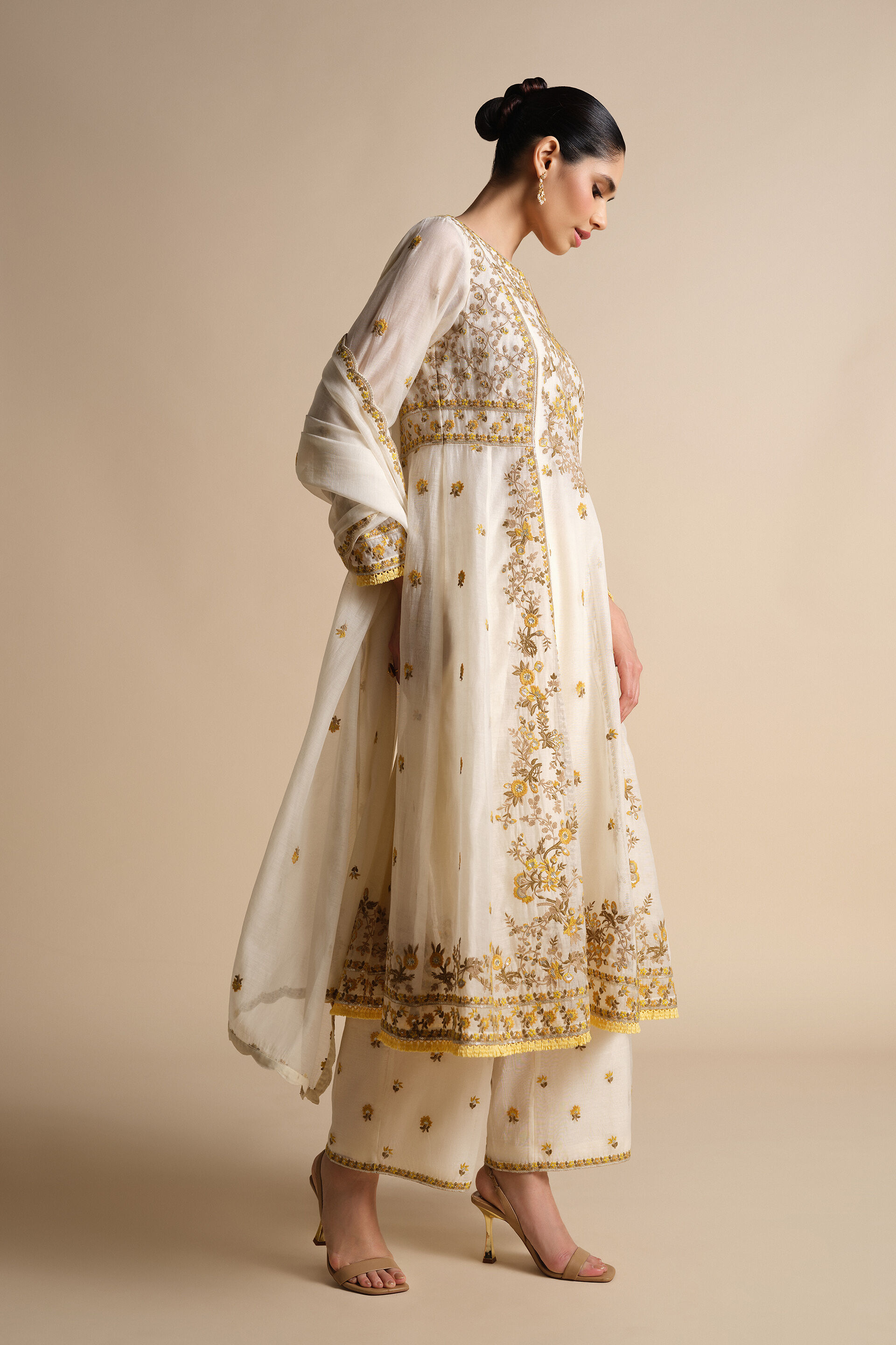 Amra Embroidered Mul Suit Set - Natural, Natural, image 5
