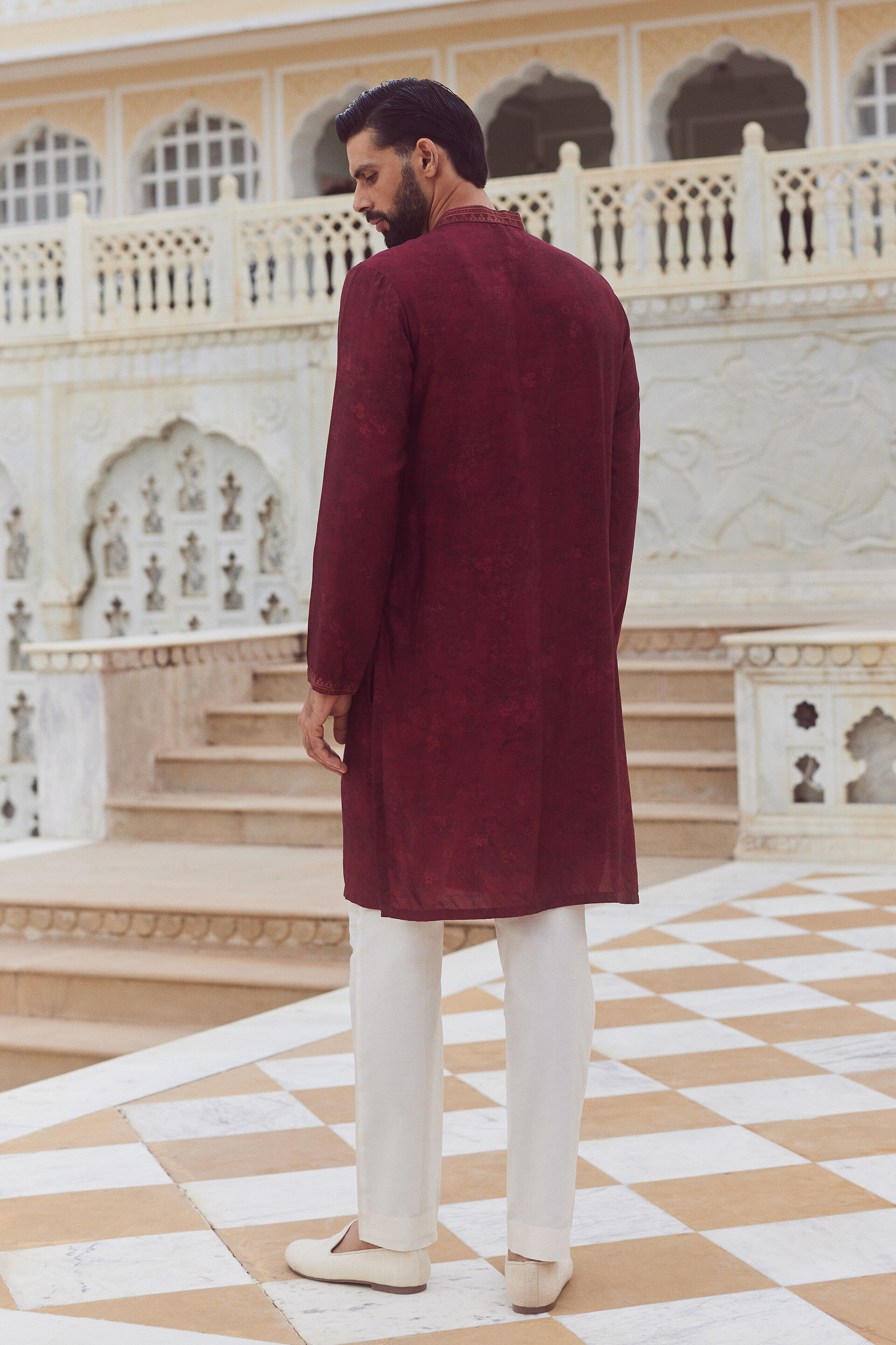 Sohum Silk Kurta - Wine