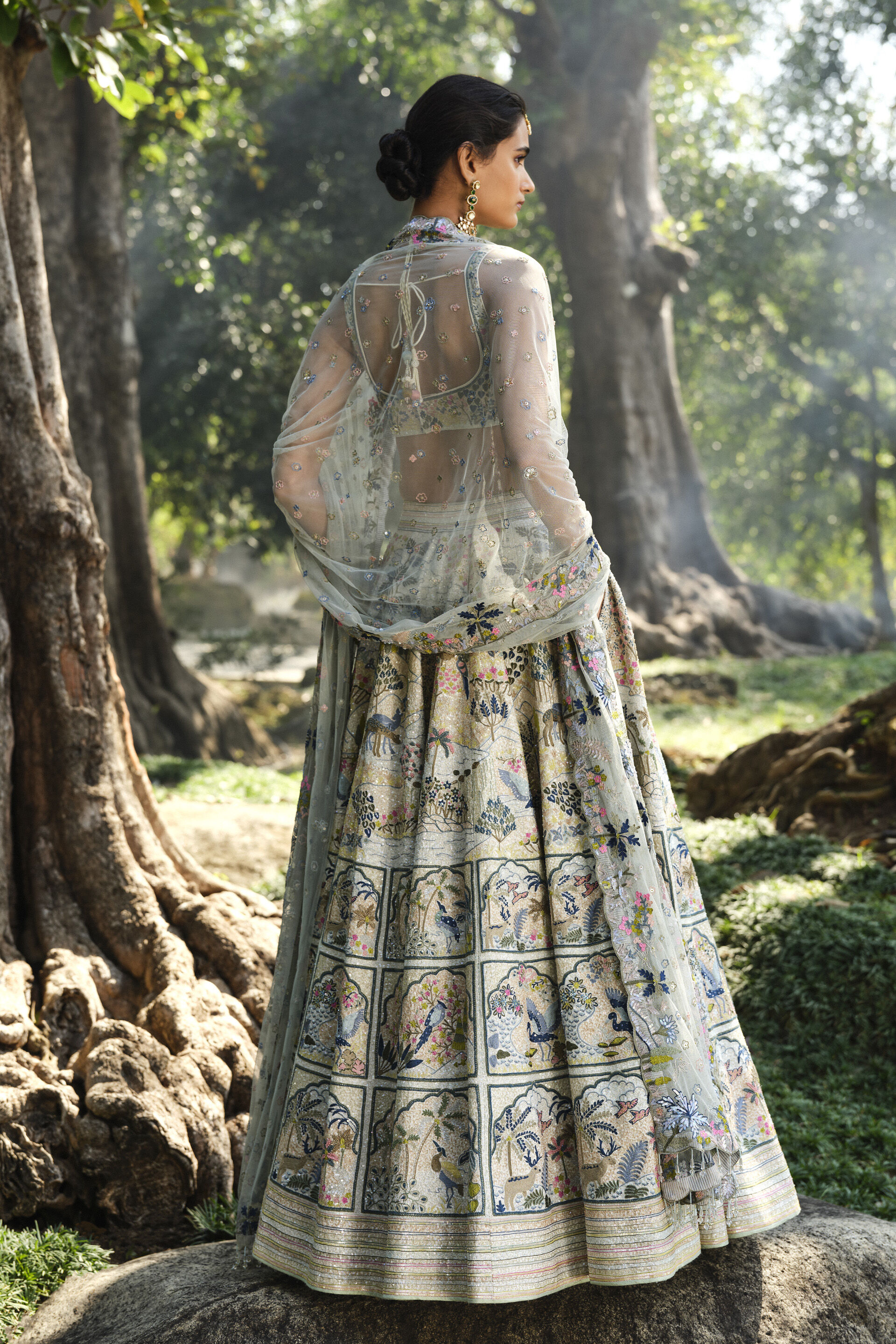 Woodelia Embroidered Silk Lehenga Set - Natural, Natural, image 2