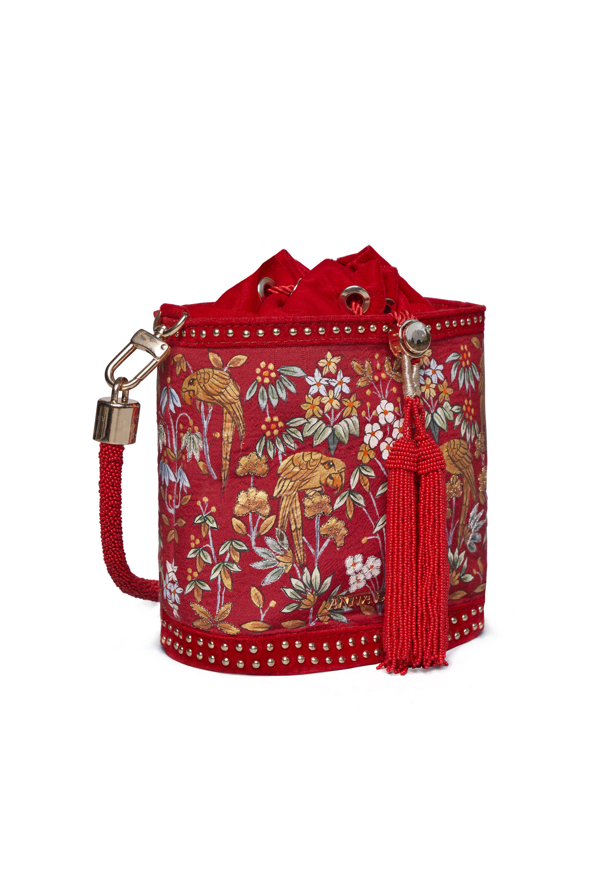 Pichhwai Bucket Bag - Scarlet Red, Red, image 10