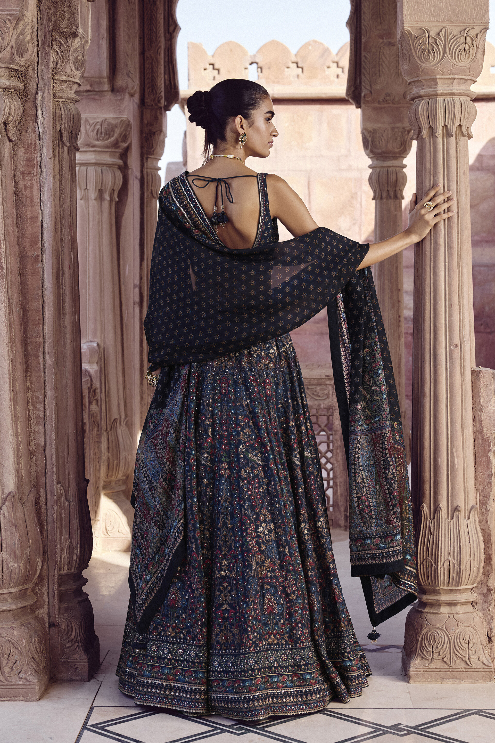 Sharinee Embroidered Silk Lehenga Set - Blue