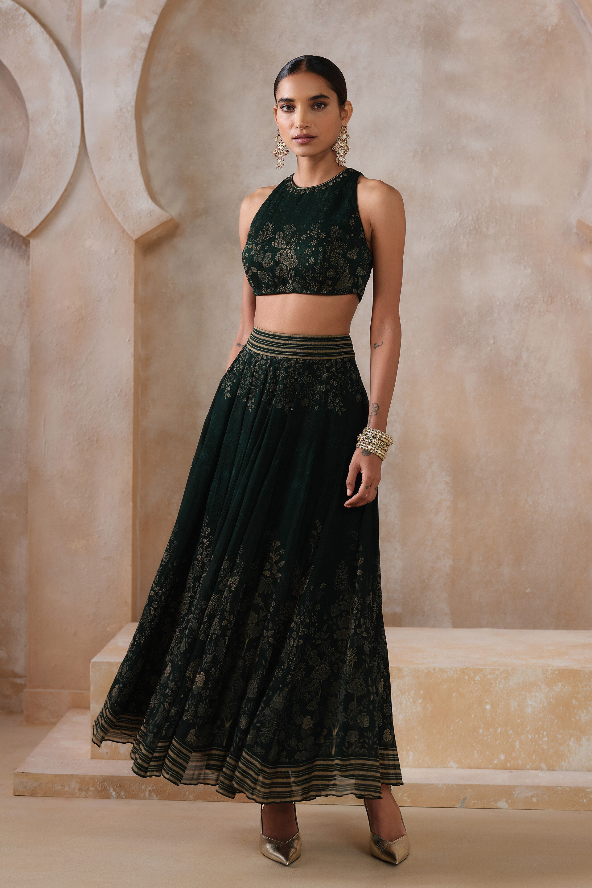 Noorayn Skirt Set - Green, Green, image 1