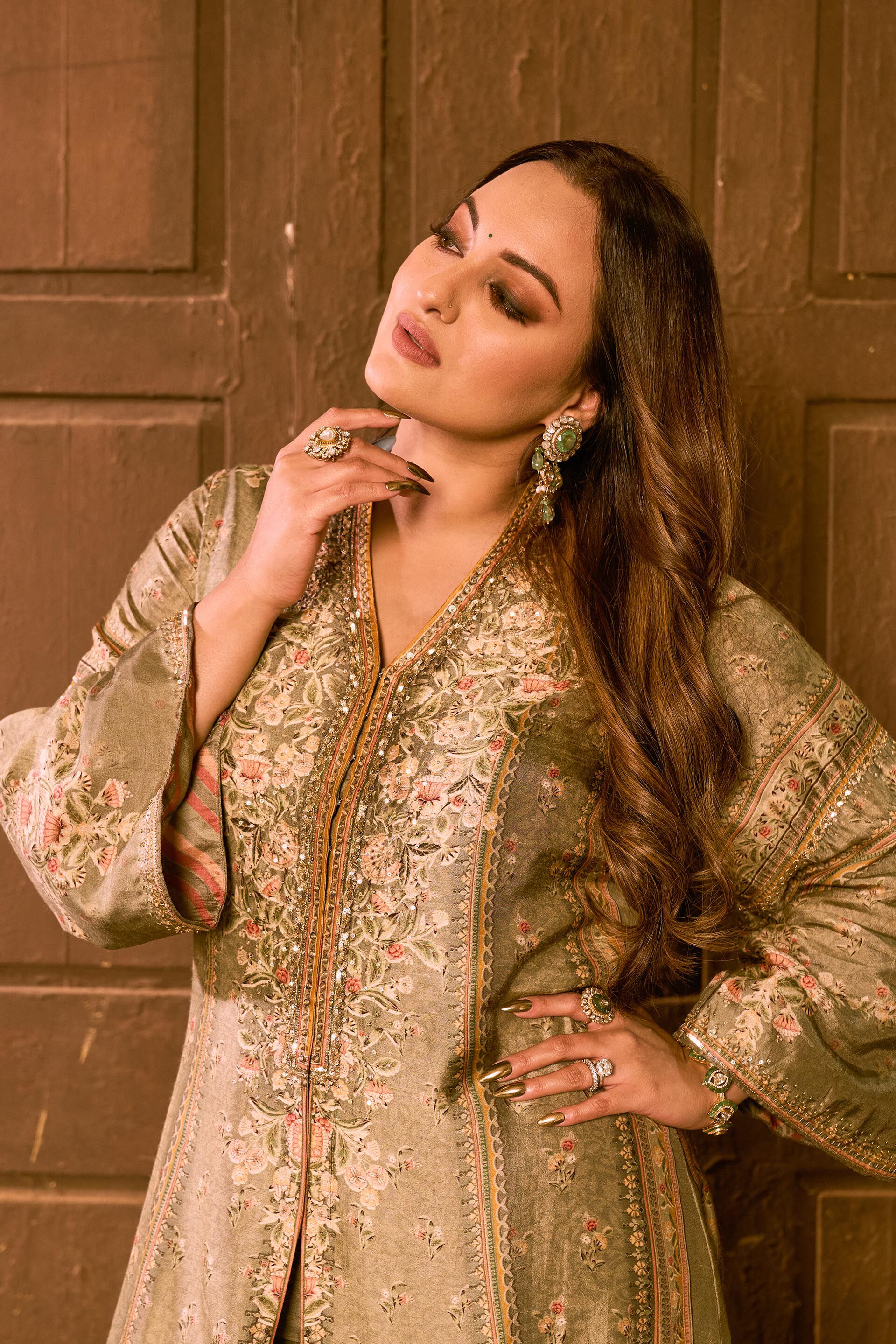 Laraline Printed Silk Jacket Set - Grey, , image 7