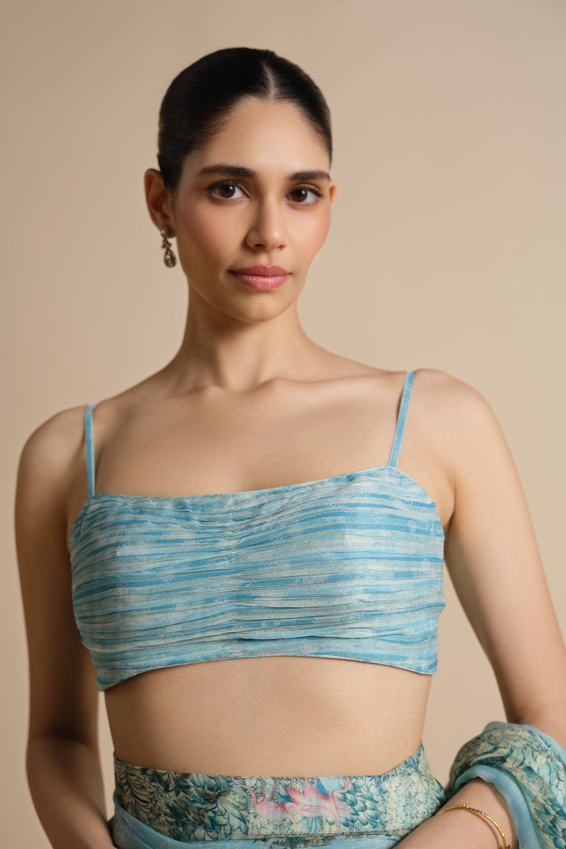 Sagara Printed Chiffon Saree, Powder Blue, image 11