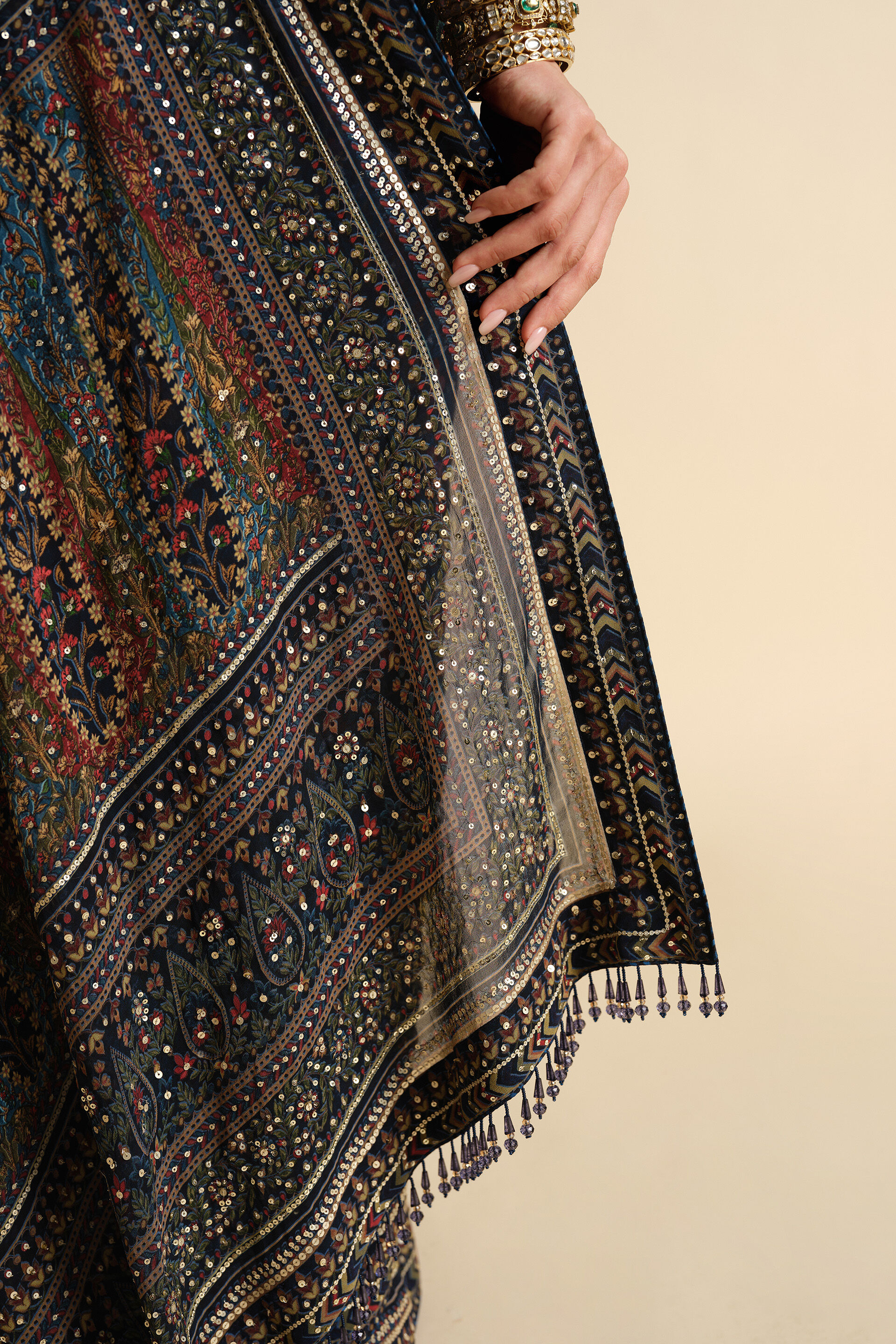 Amalaka Sequin Georgette Saree - Blue, Blue, image 9