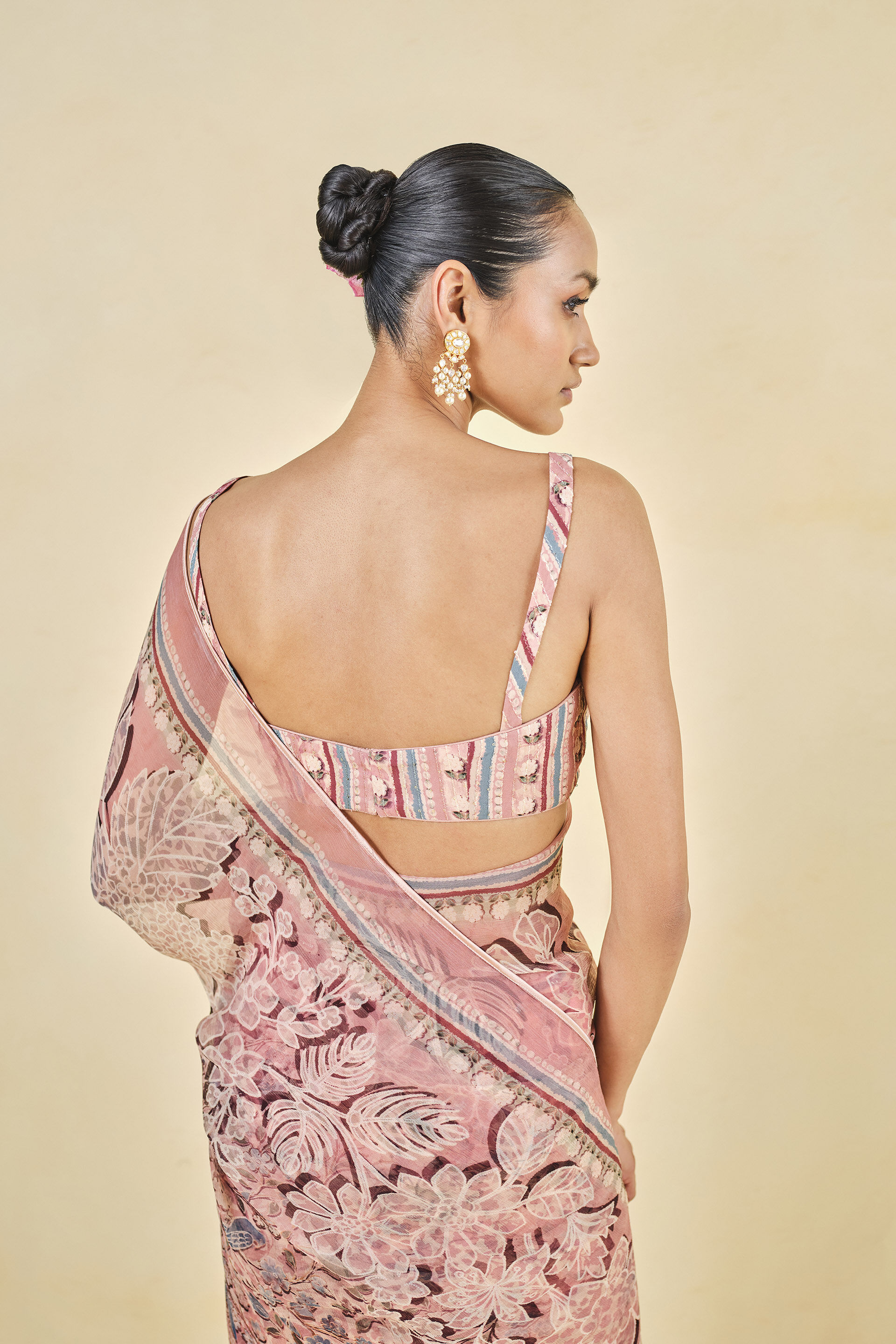 Fernanda Chiffon Saree - Blush, Blush, image 5