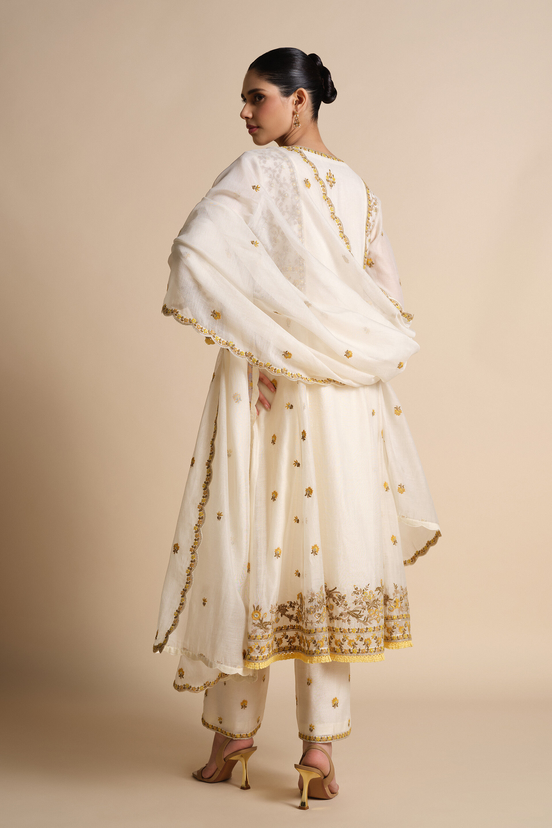 Amra Embroidered Mul Suit Set - Natural, Natural, image 4