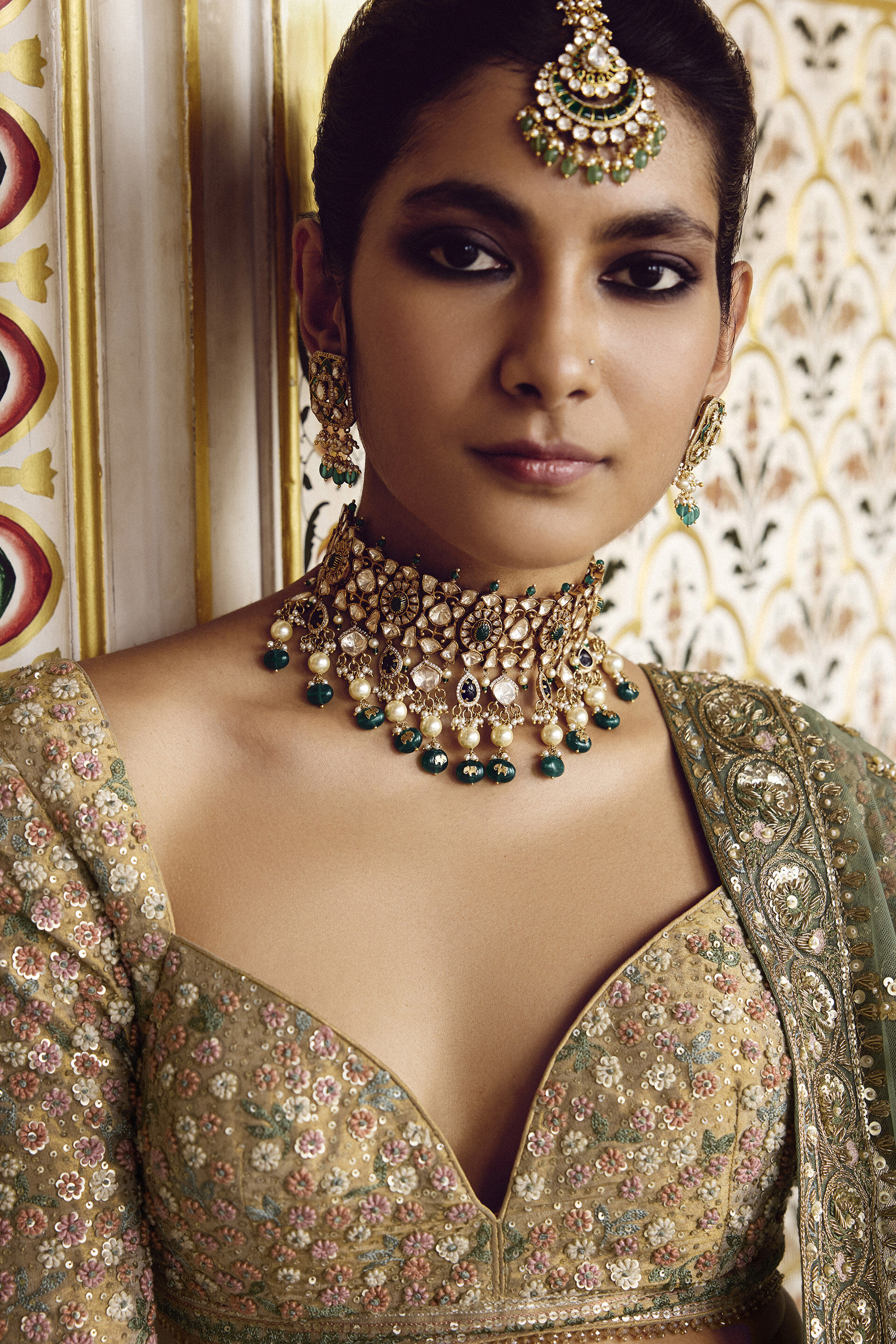 Alzahra Embroidered Silk Lehenga Set - Gold, Gold, image 6