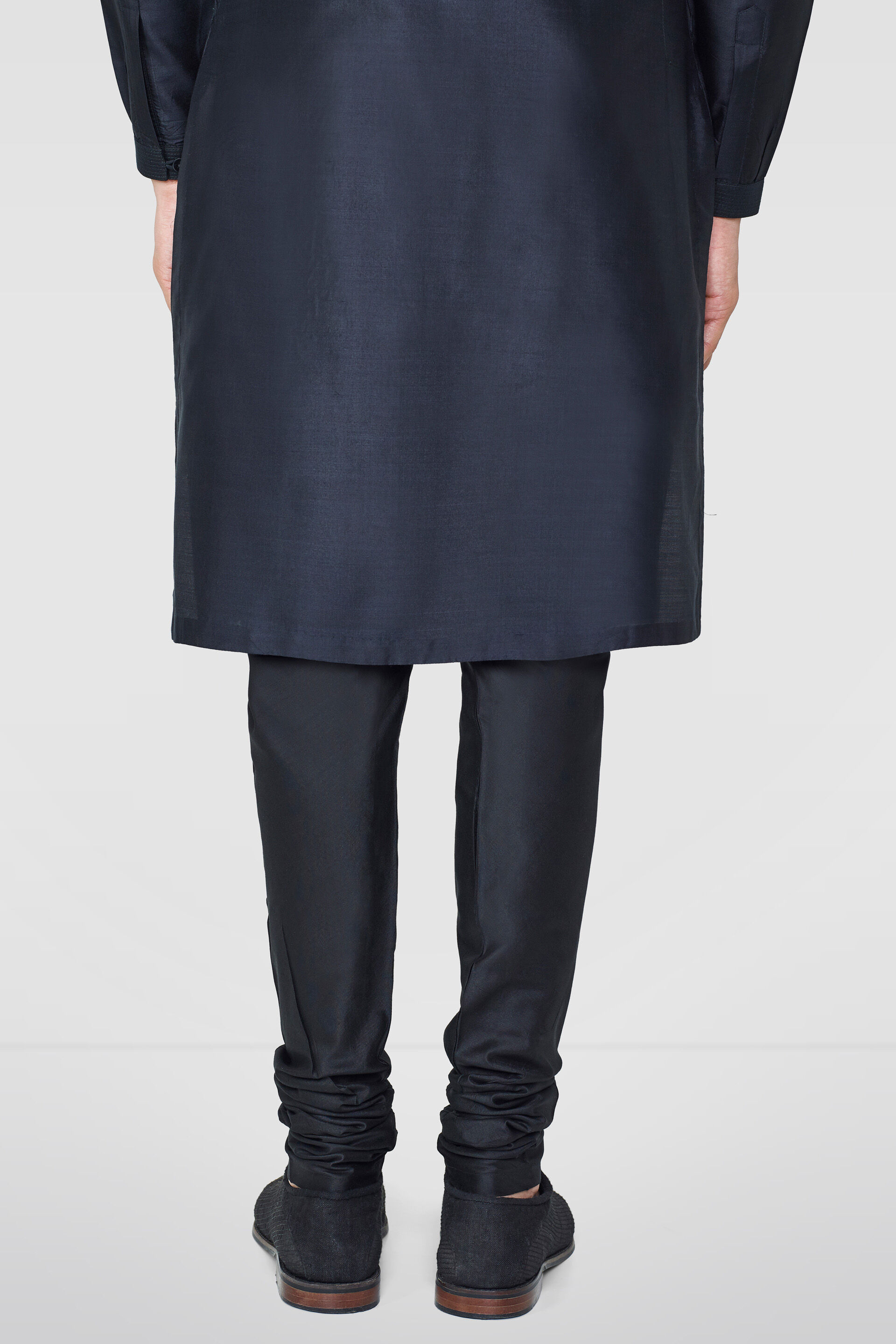 Black Silk Churidar, Black, image 3