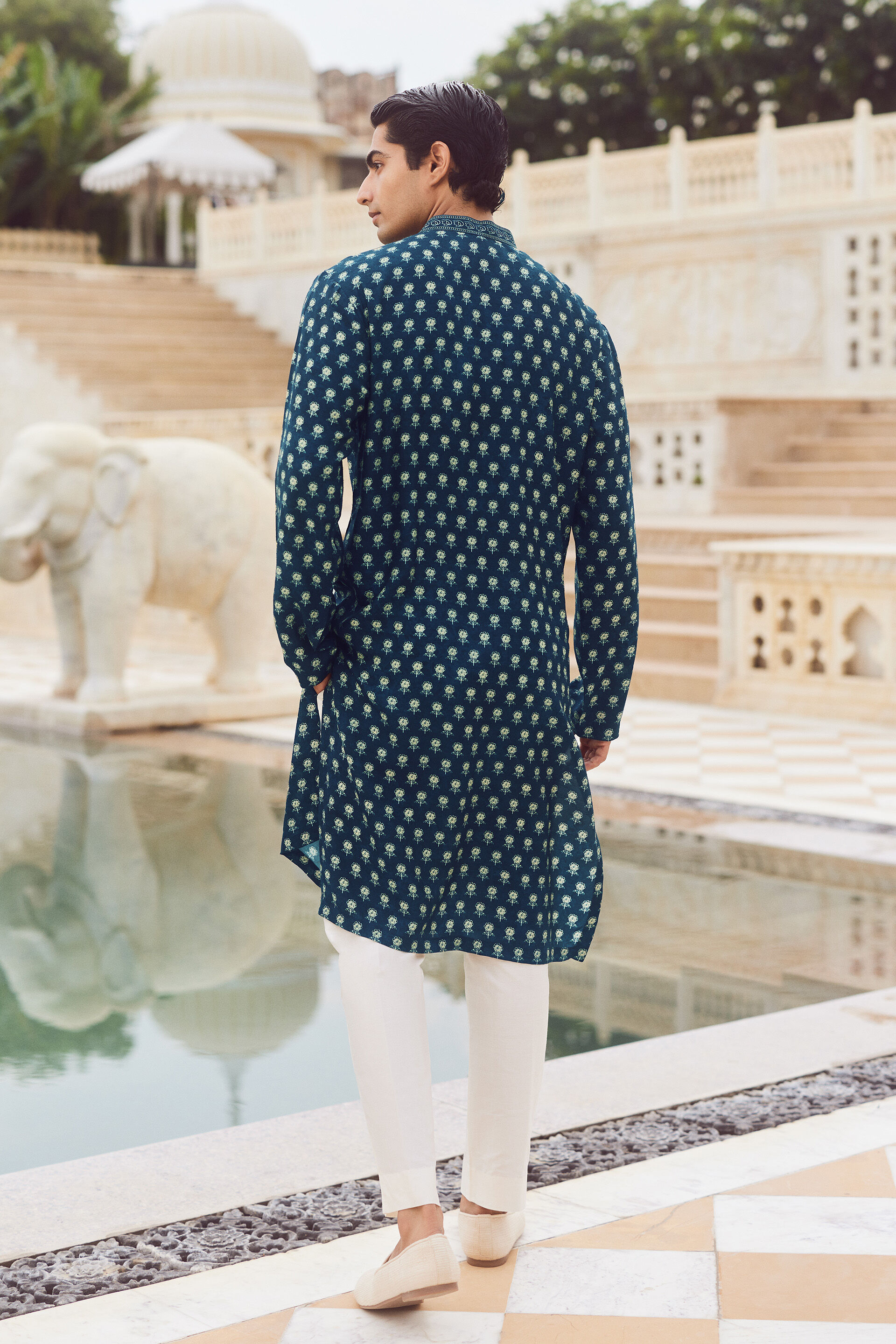 Udgam Silk Kurta - Blue