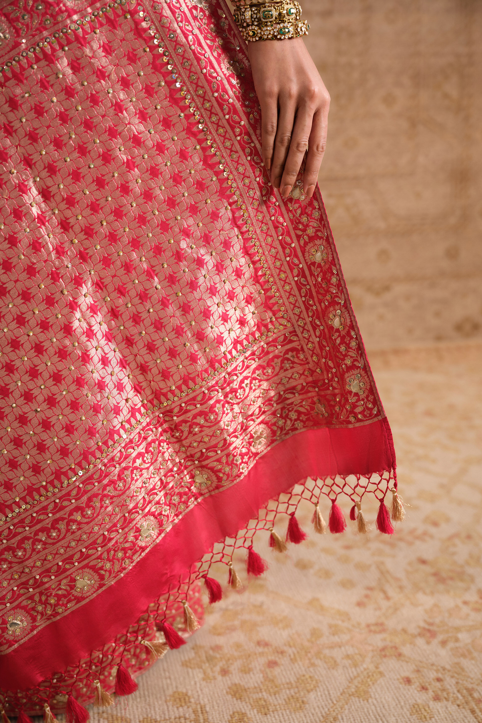 Arsheya Handwoven Benarasi Silk Saree - Red, Red, image 5