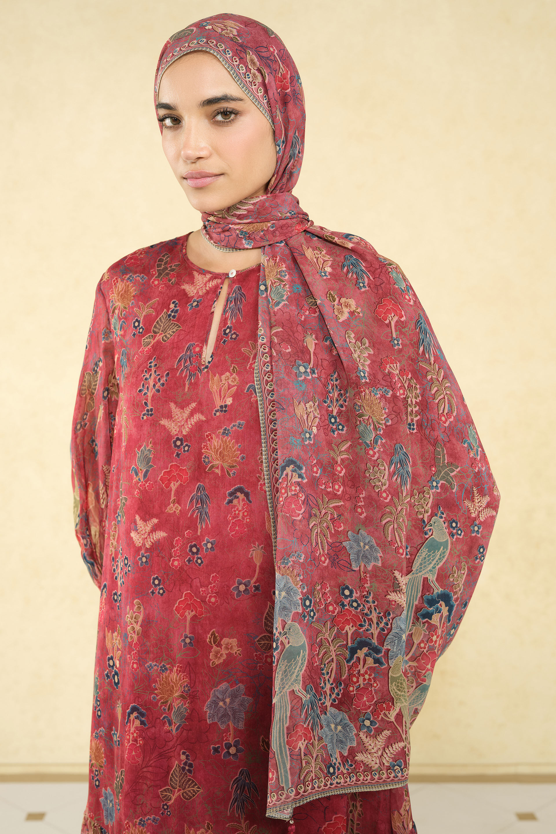 Rehma Printed Stole - Red