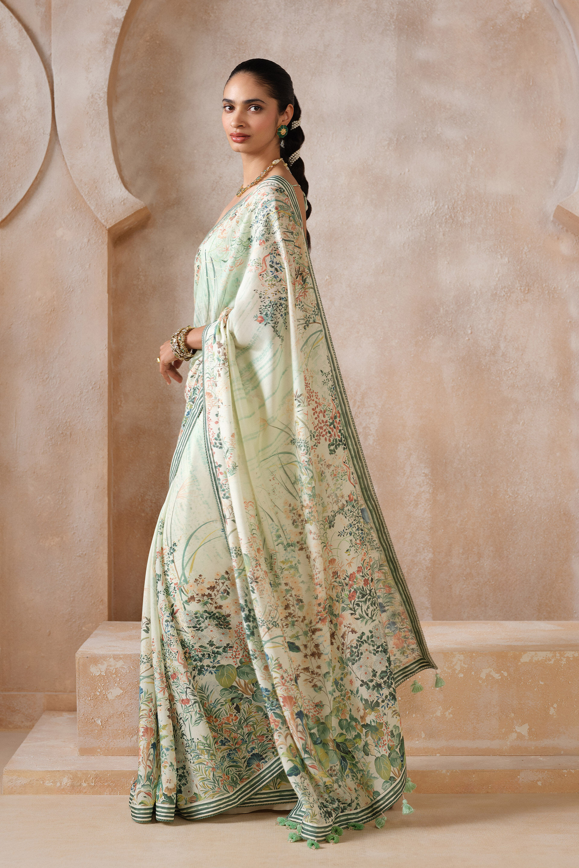 Komakal Printed Silk Saree - Sage, Sage, image 3