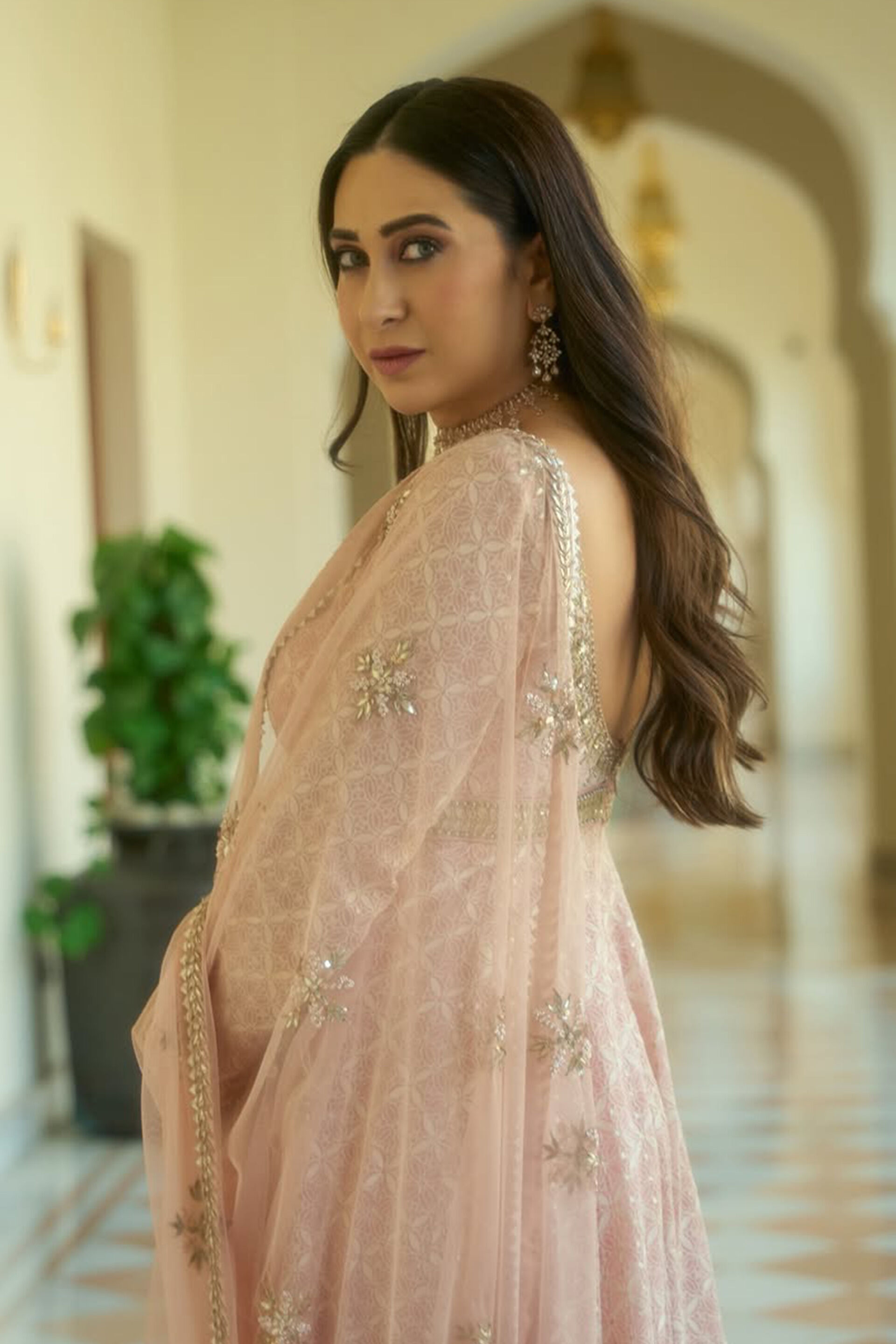 Aaloka Embroidered Georgette Anarkali Set - Blush, , image 4