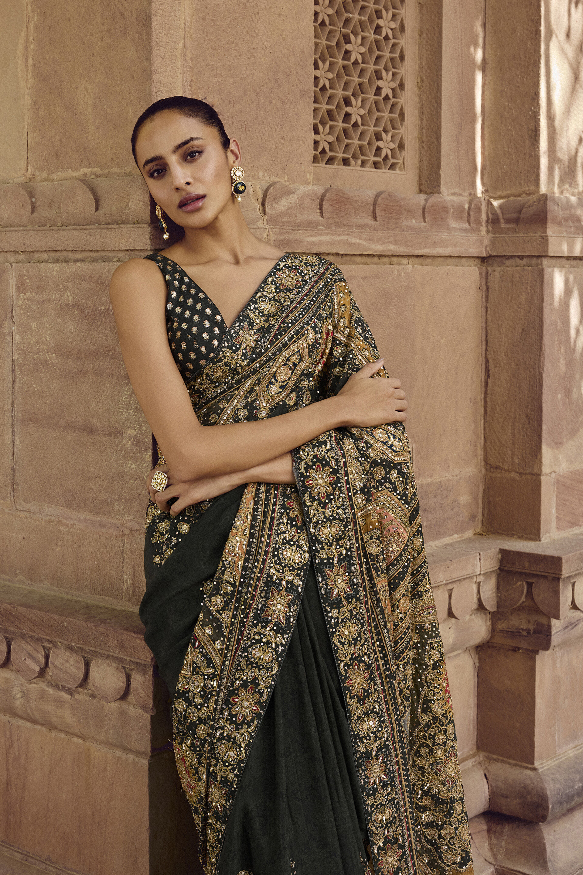 Rishama Silk Saree - Green, Green, image 3