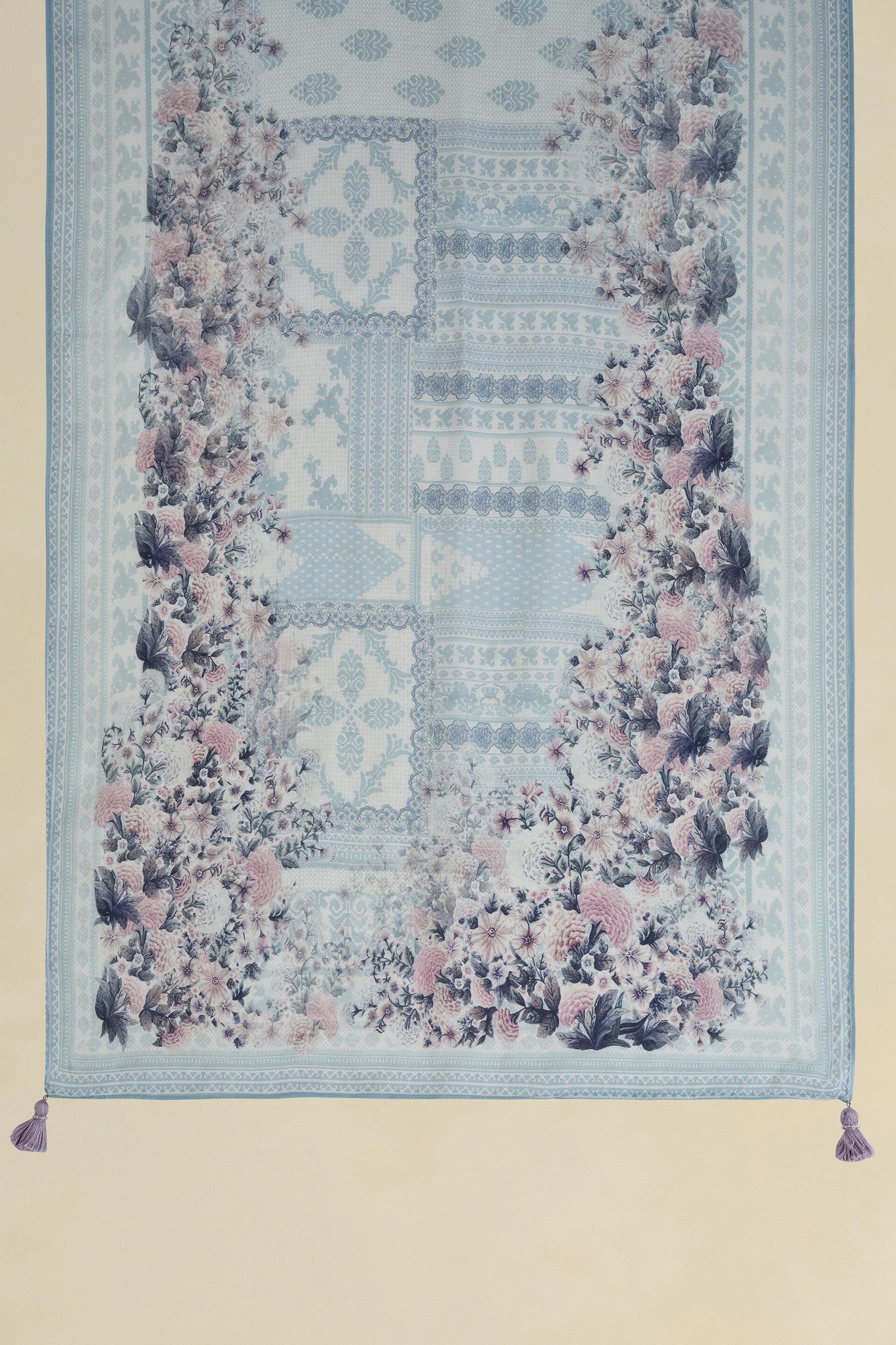 Damson Silk Stole - Blue