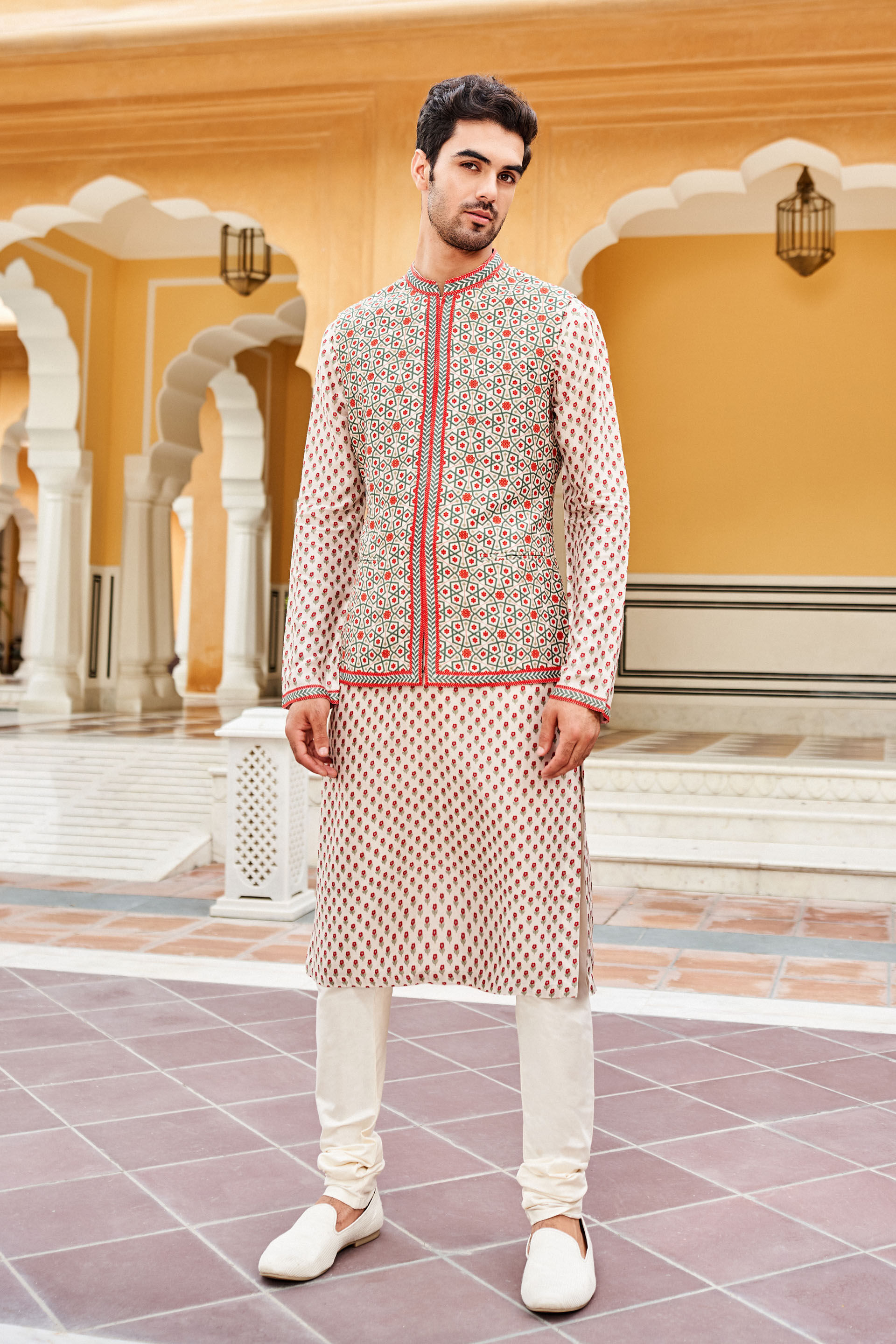 Chitaksh Nehru Jacket - Ivory, Ivory, image 1