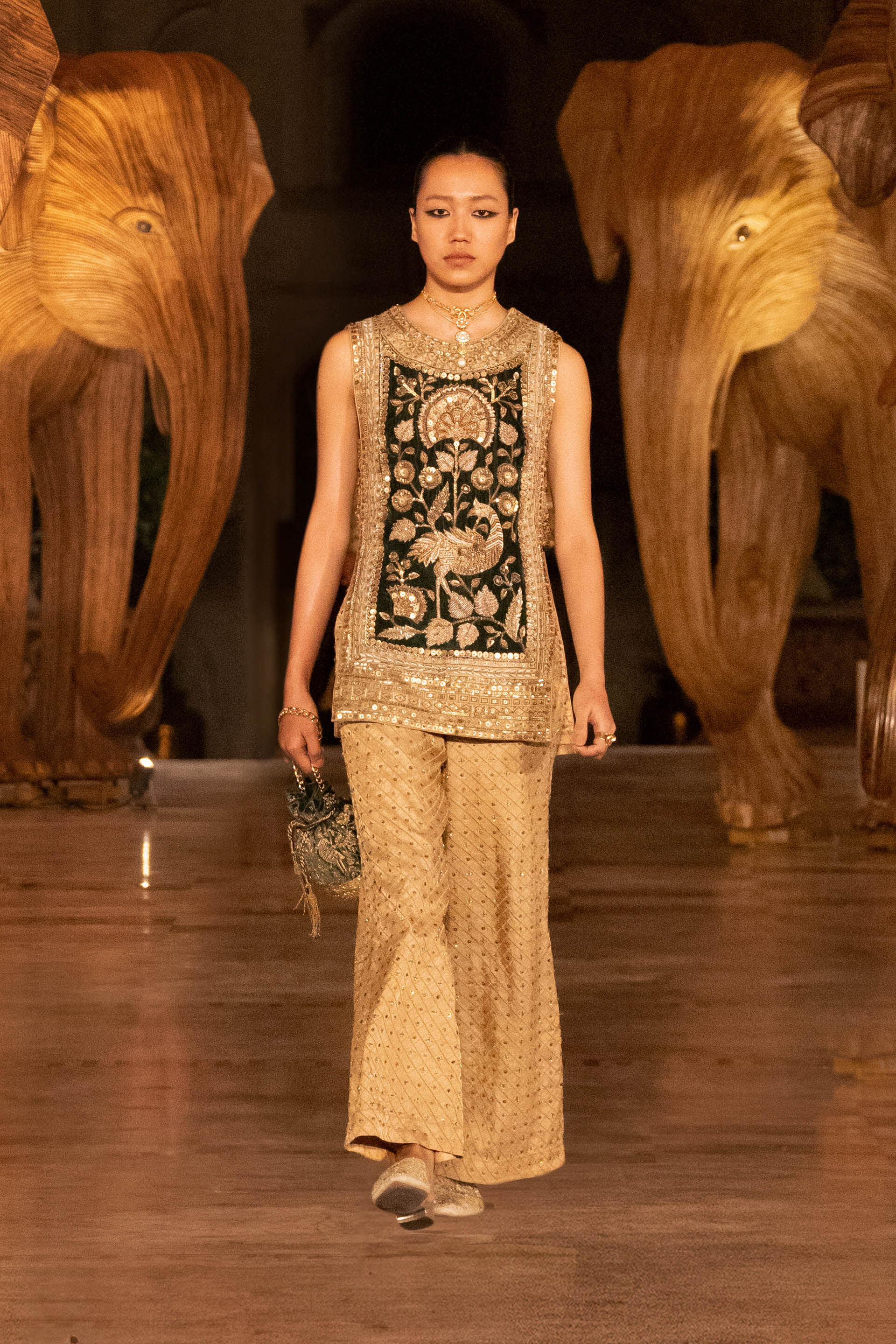 Heart Of The Forest Embroidered Zardozi Set - Gold, Gold, image 8