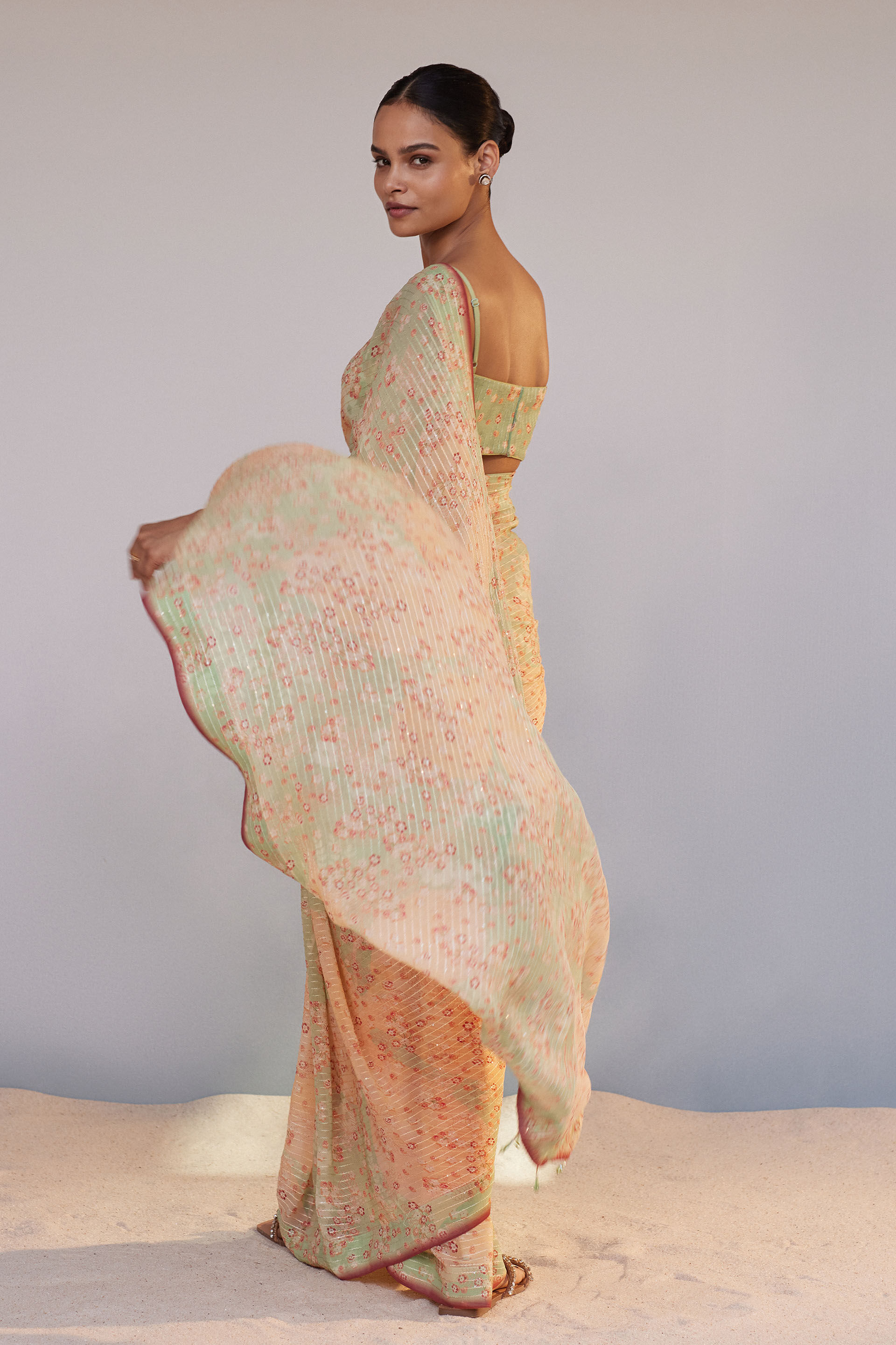 Alora Saree Set - Sage, Sage, image 3