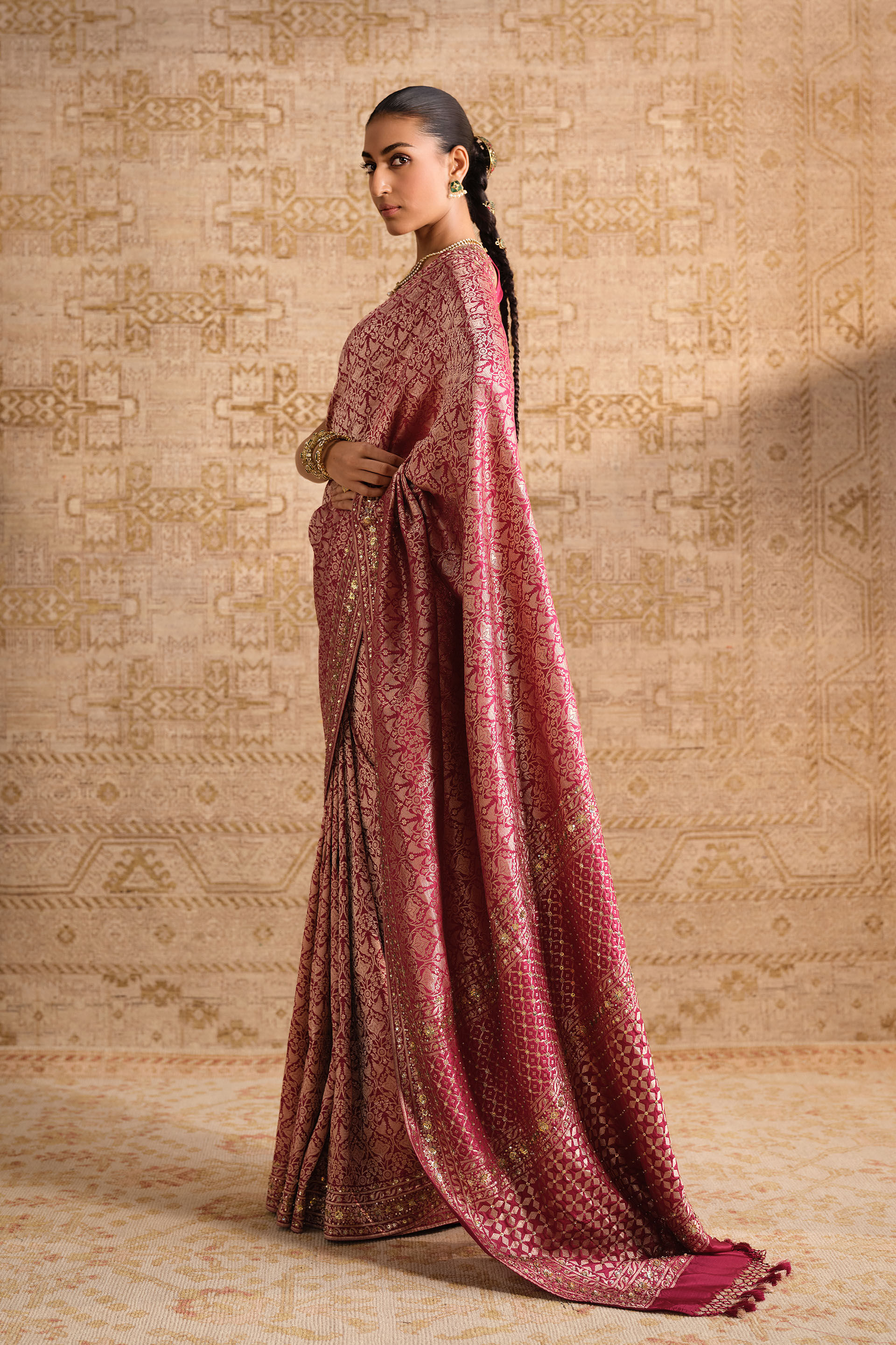 Anedya Handwoven Benarasi Silk Saree - Ruby