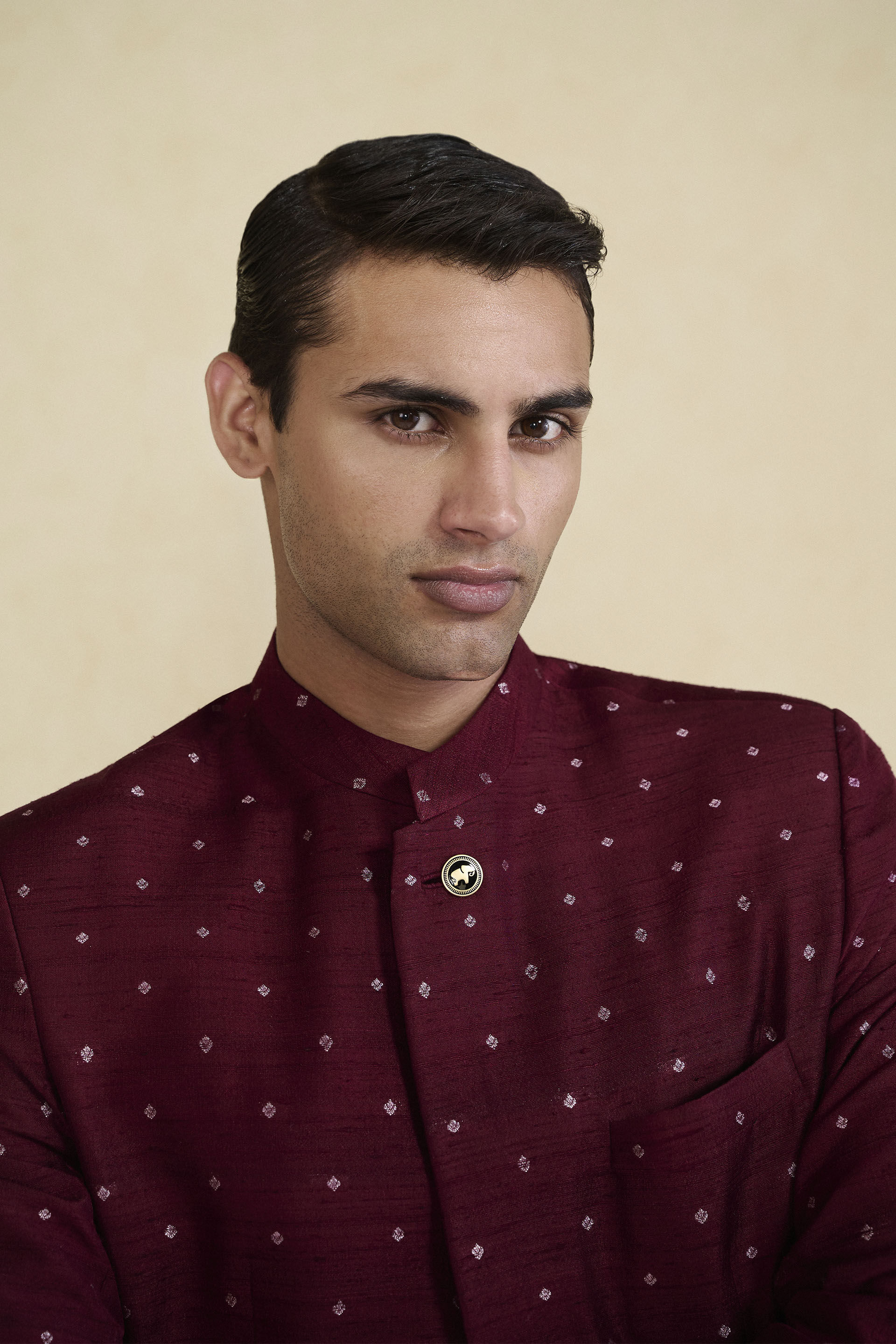 Sohaib Silk Bandhgala - Maroon, Maroon, image 6