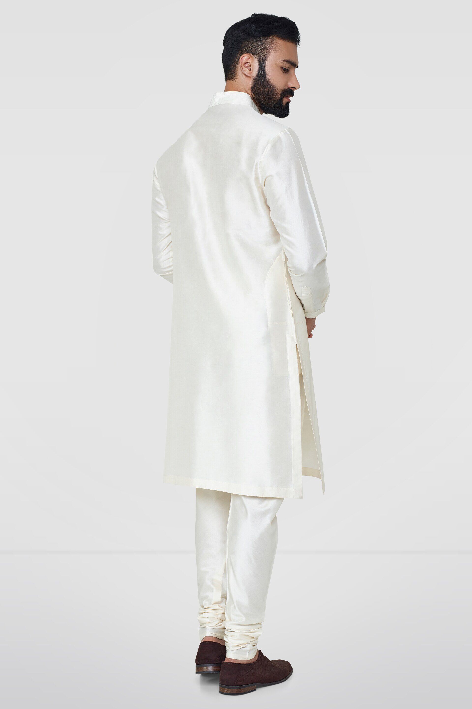 Premvat Kurta- Cream, Cream, image 4