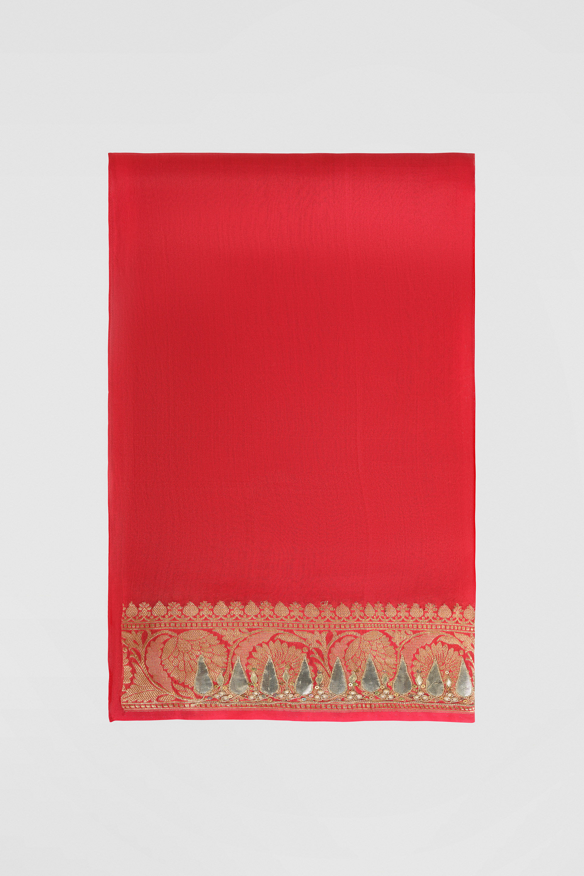Ulka Handwoven Benarasi Saree Set, Red, image 7