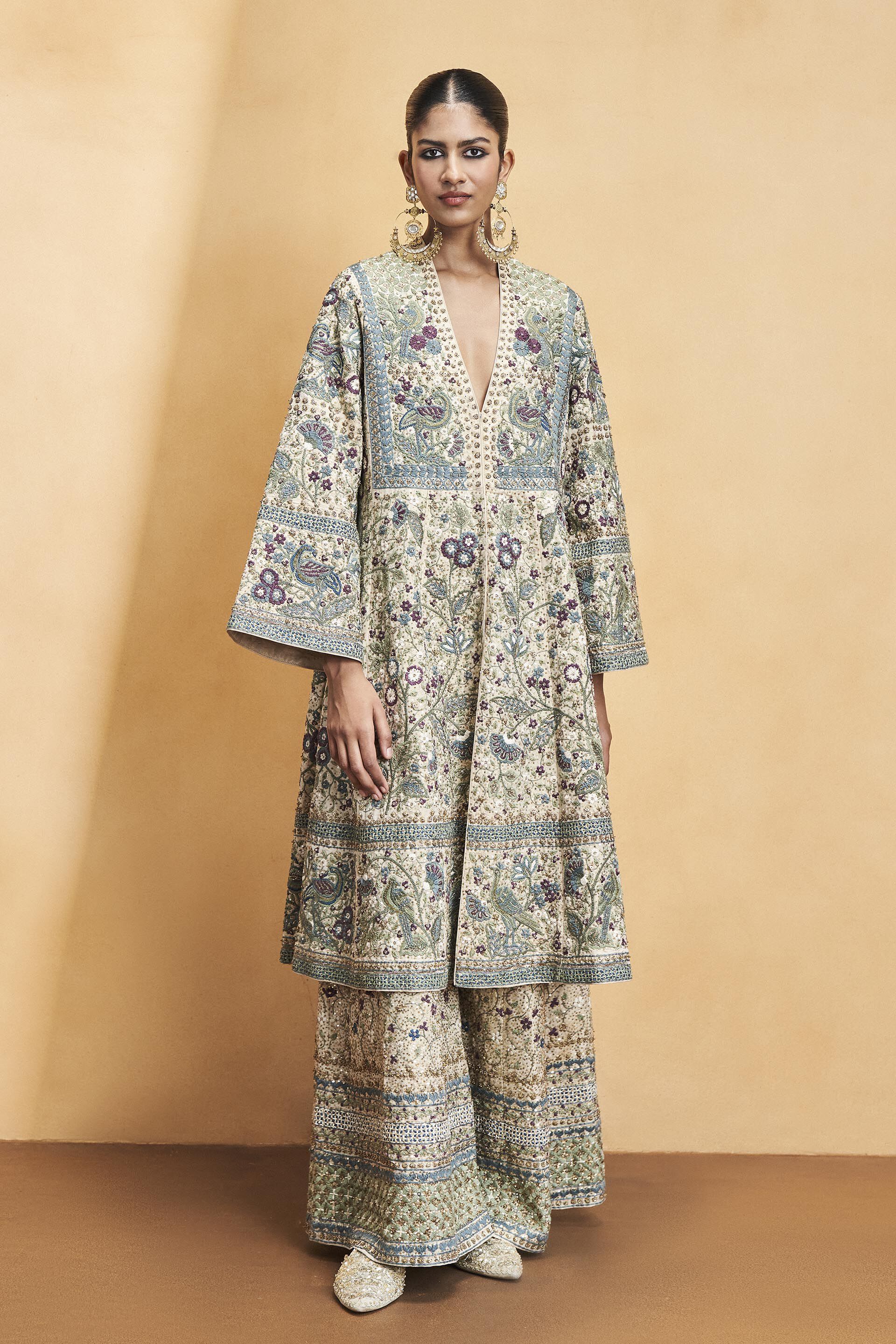 Flora and Fauna Zari Kurta Set - Gold, Gold, image 1