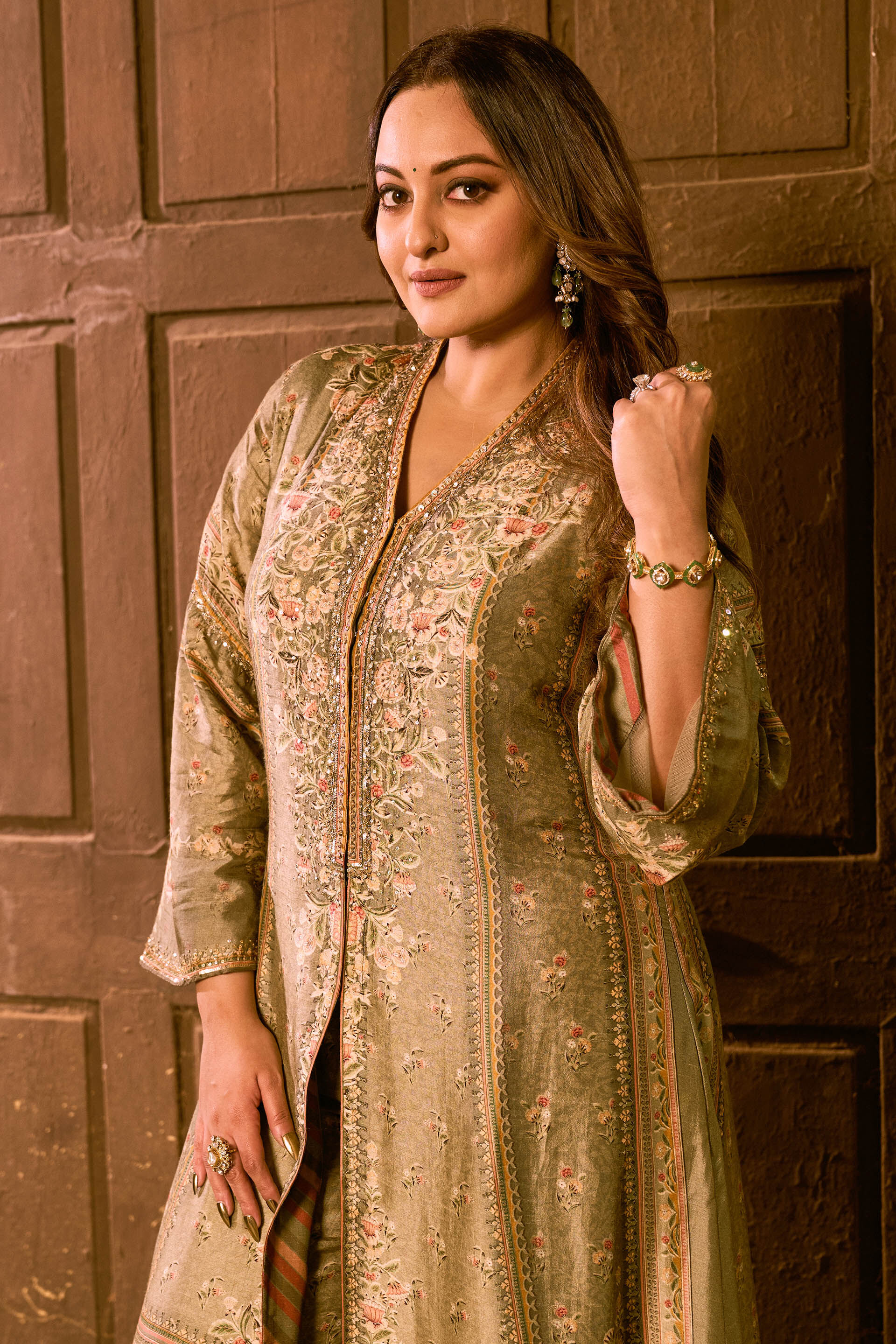 Laraline Printed Silk Jacket Set - Grey, , image 6