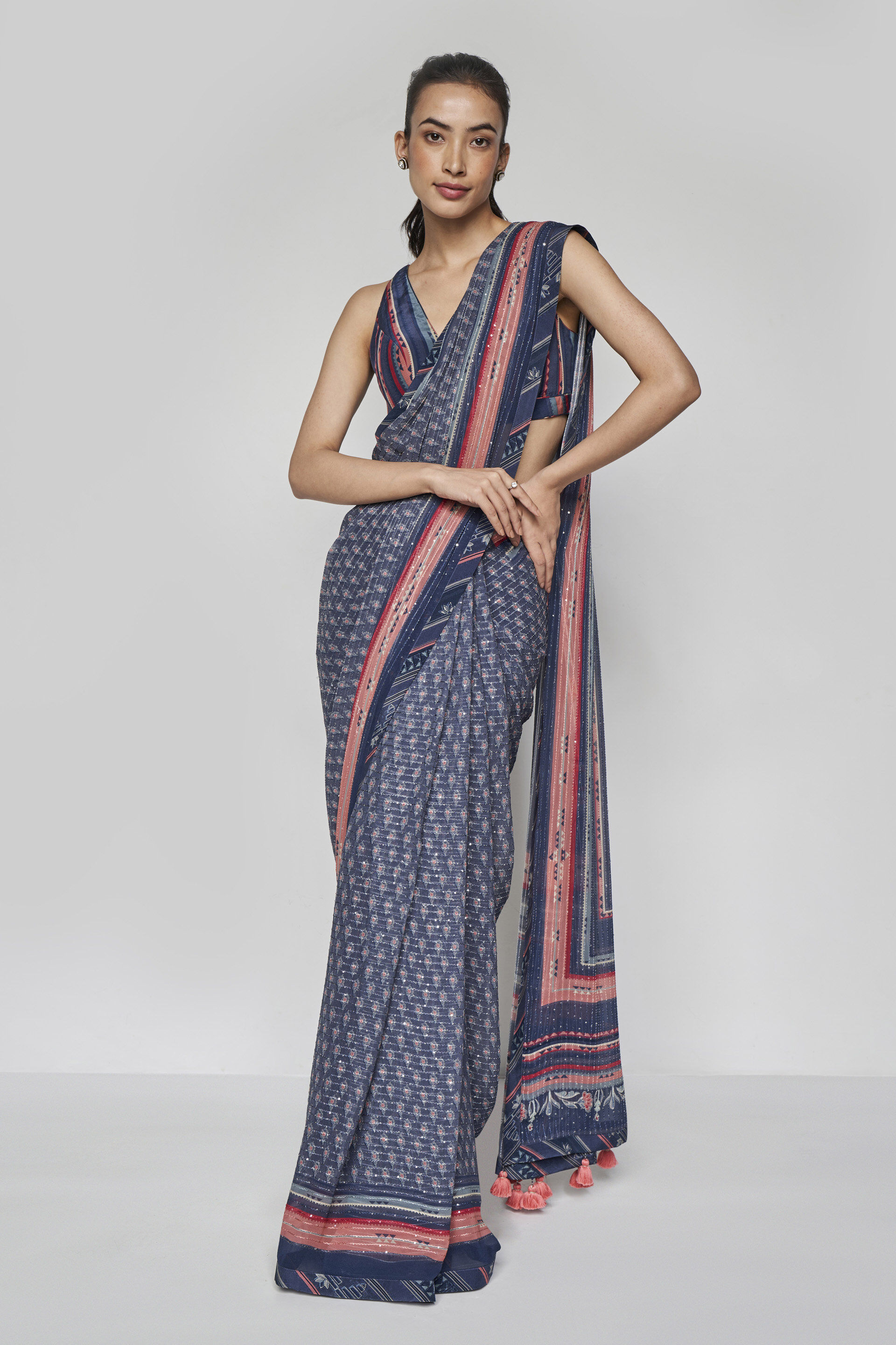 Bluesette Saree Set - Blue, Blue, image 2