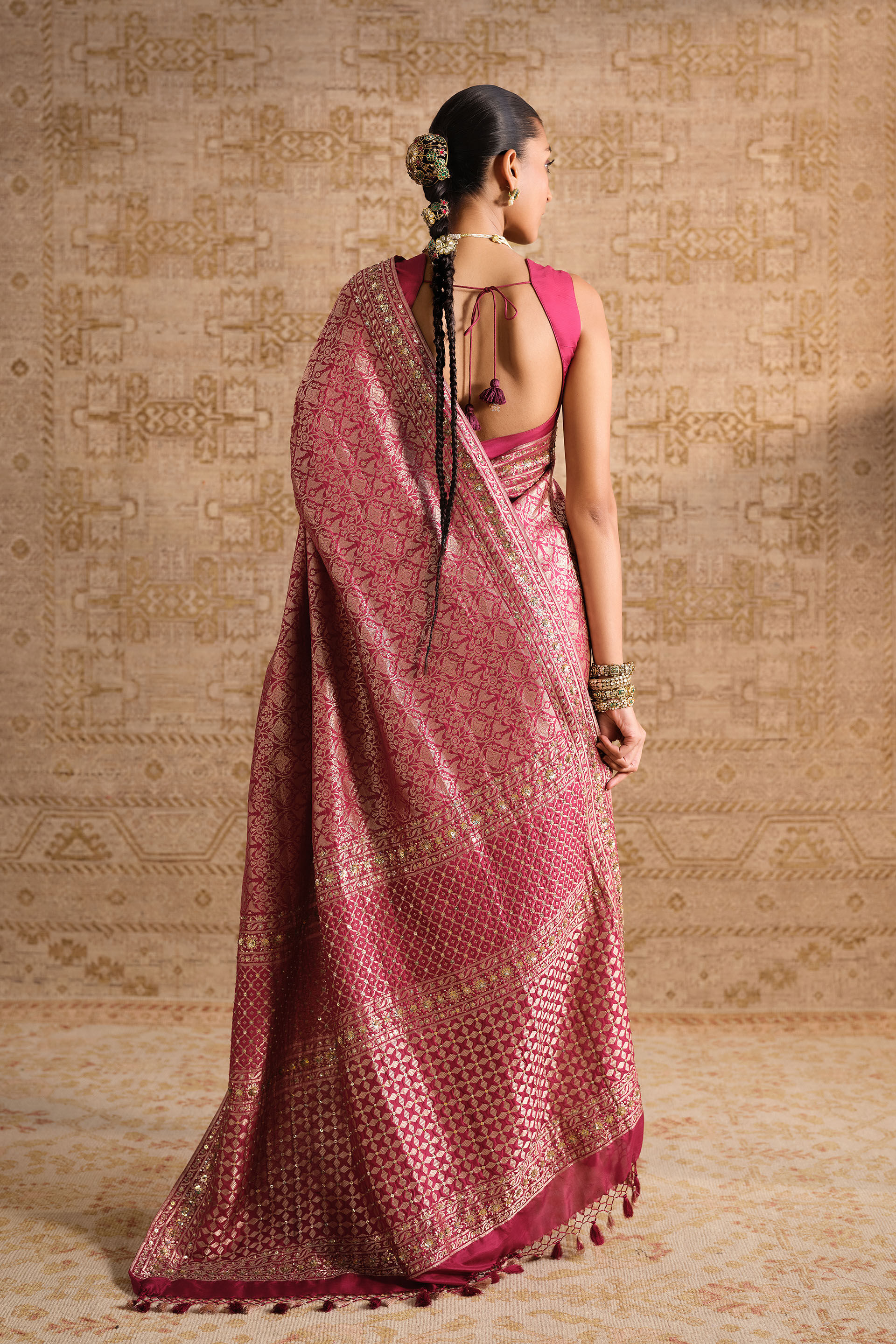 Anedya Handwoven Benarasi Silk Saree, Ruby, image 3