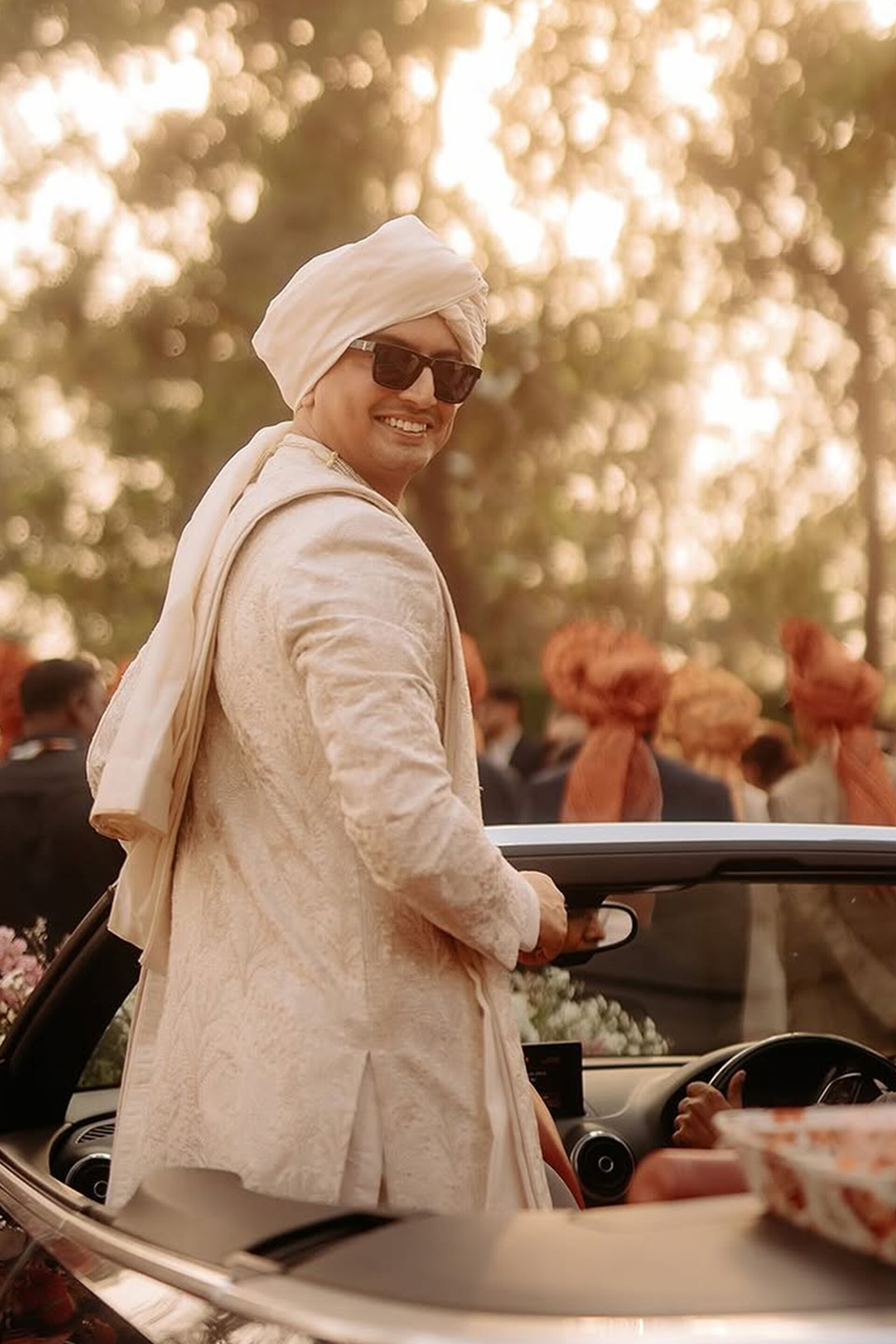 Flowers of Mist Hand-embroidered Silk Sherwani - Ivory, , image 2