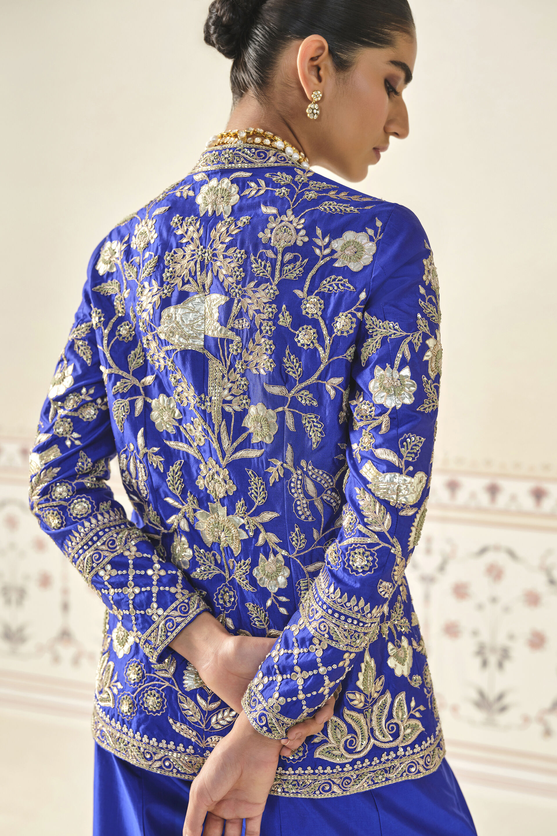 Sanaaya Gota Patti Silk Sharara Set - Blue, Blue, image 5