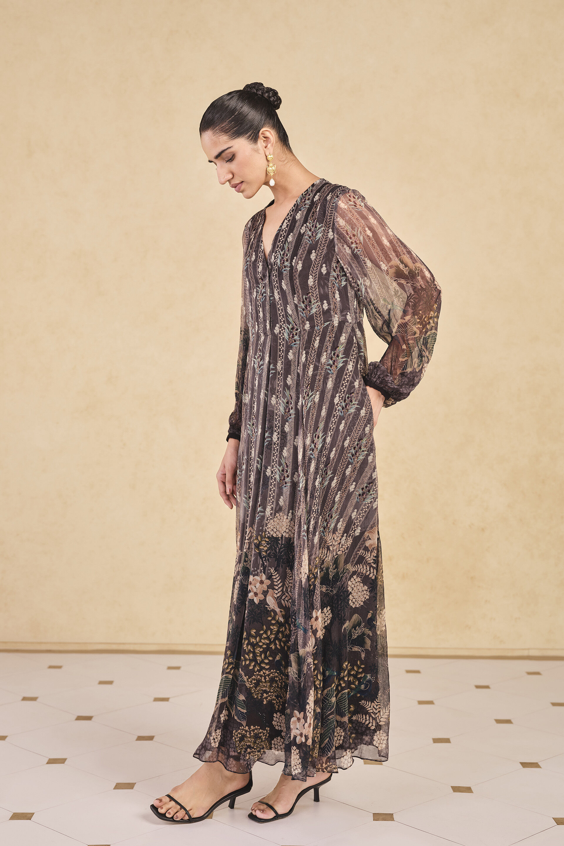 Jumaana Printed Kaftan - Black, Black, image 2