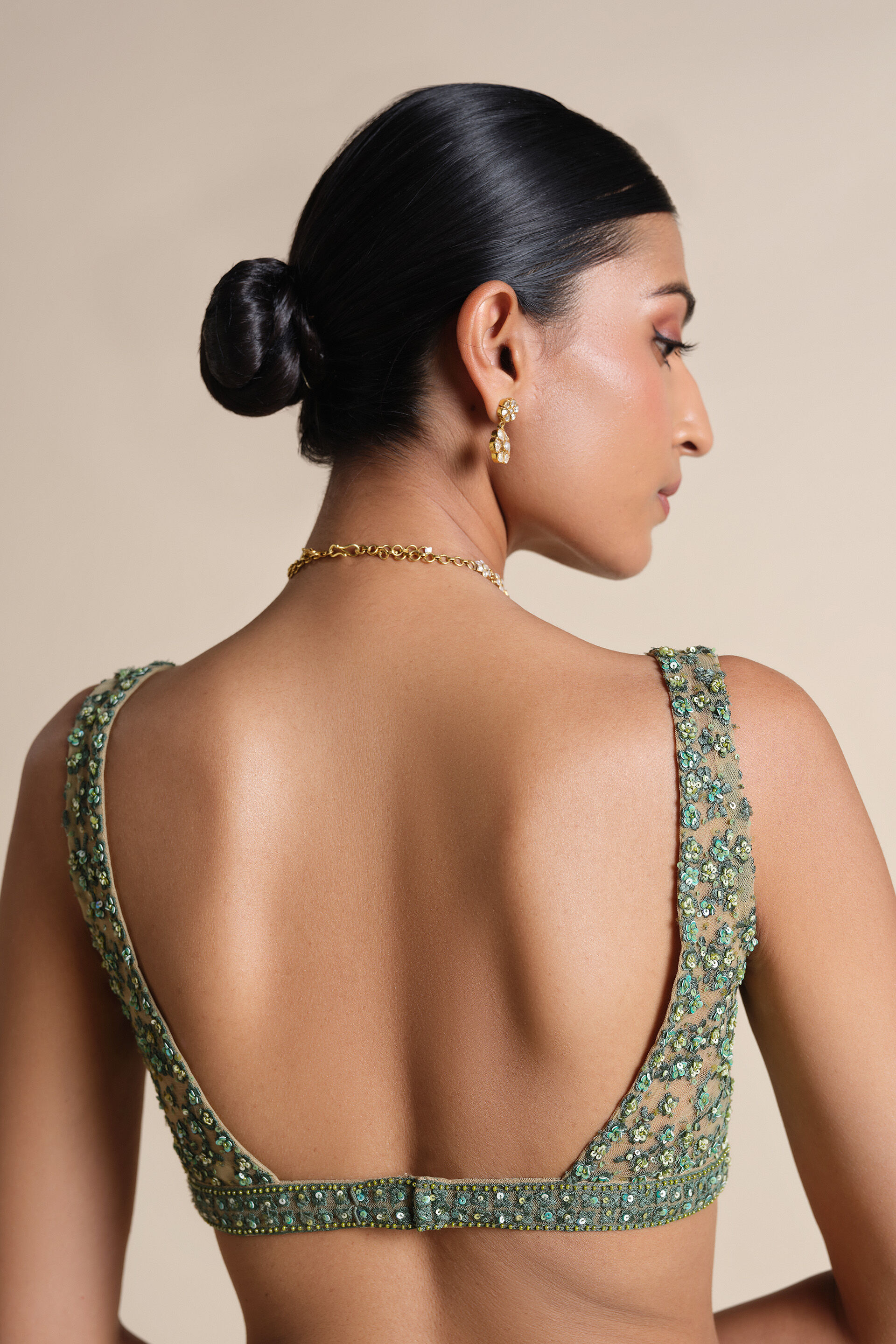 Grassland Embroidered Choli &ndash; Green, Multi, image 2