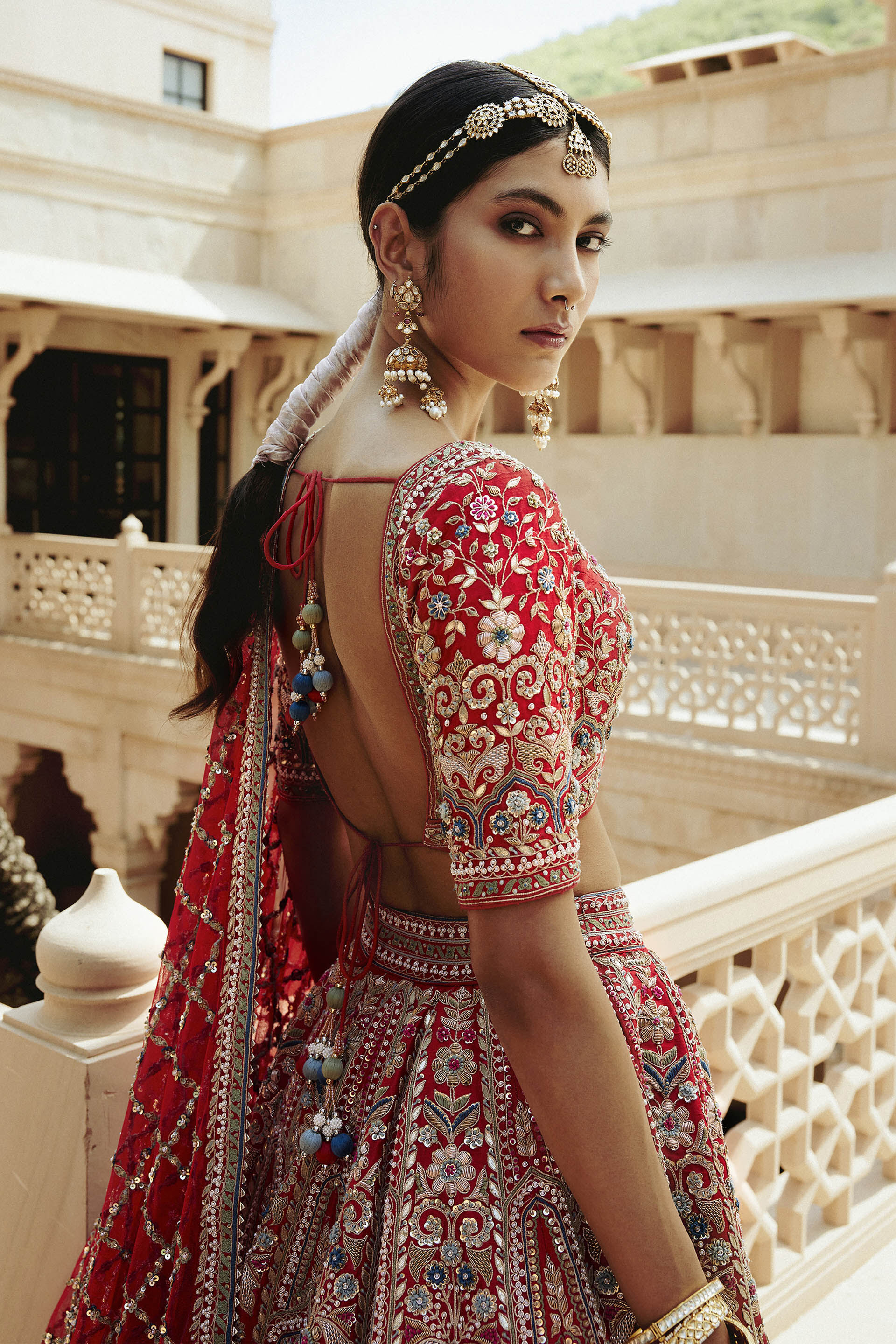 Amreen Gota Patti & Resham Silk Lehenga - Red, Red, image 3