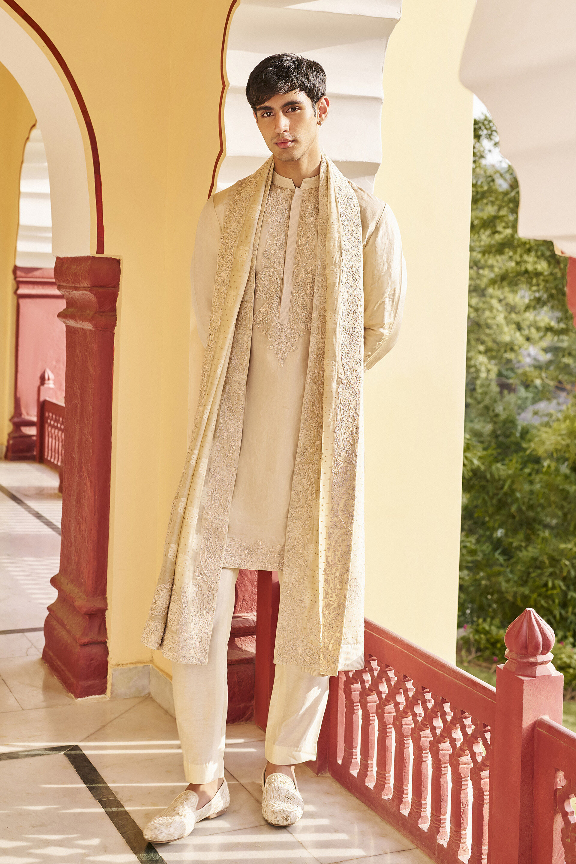 Cherish Embroidered Cord Kurta - Gold, Gold, image 1