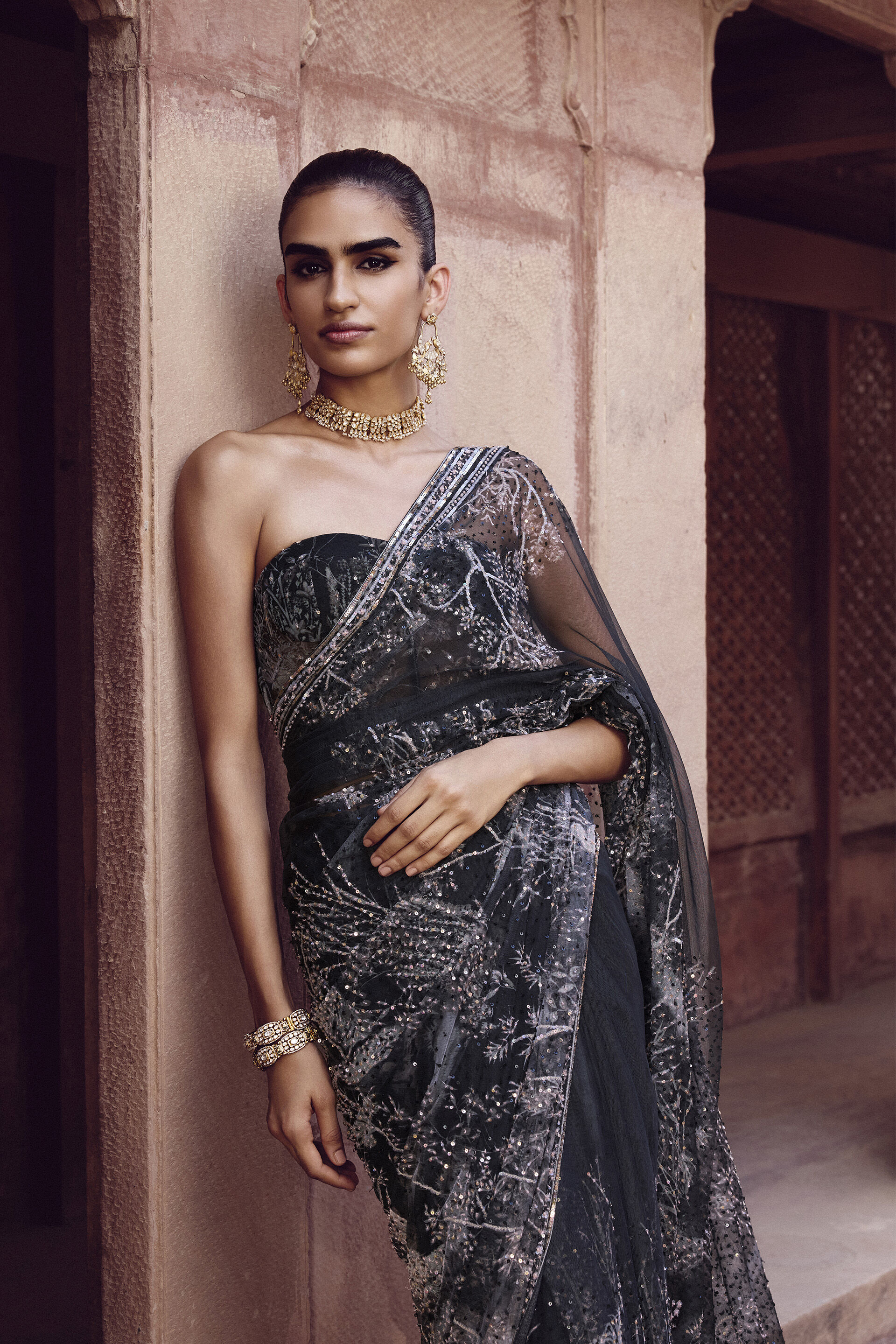 Sayori Saree - Black, Black, image 4