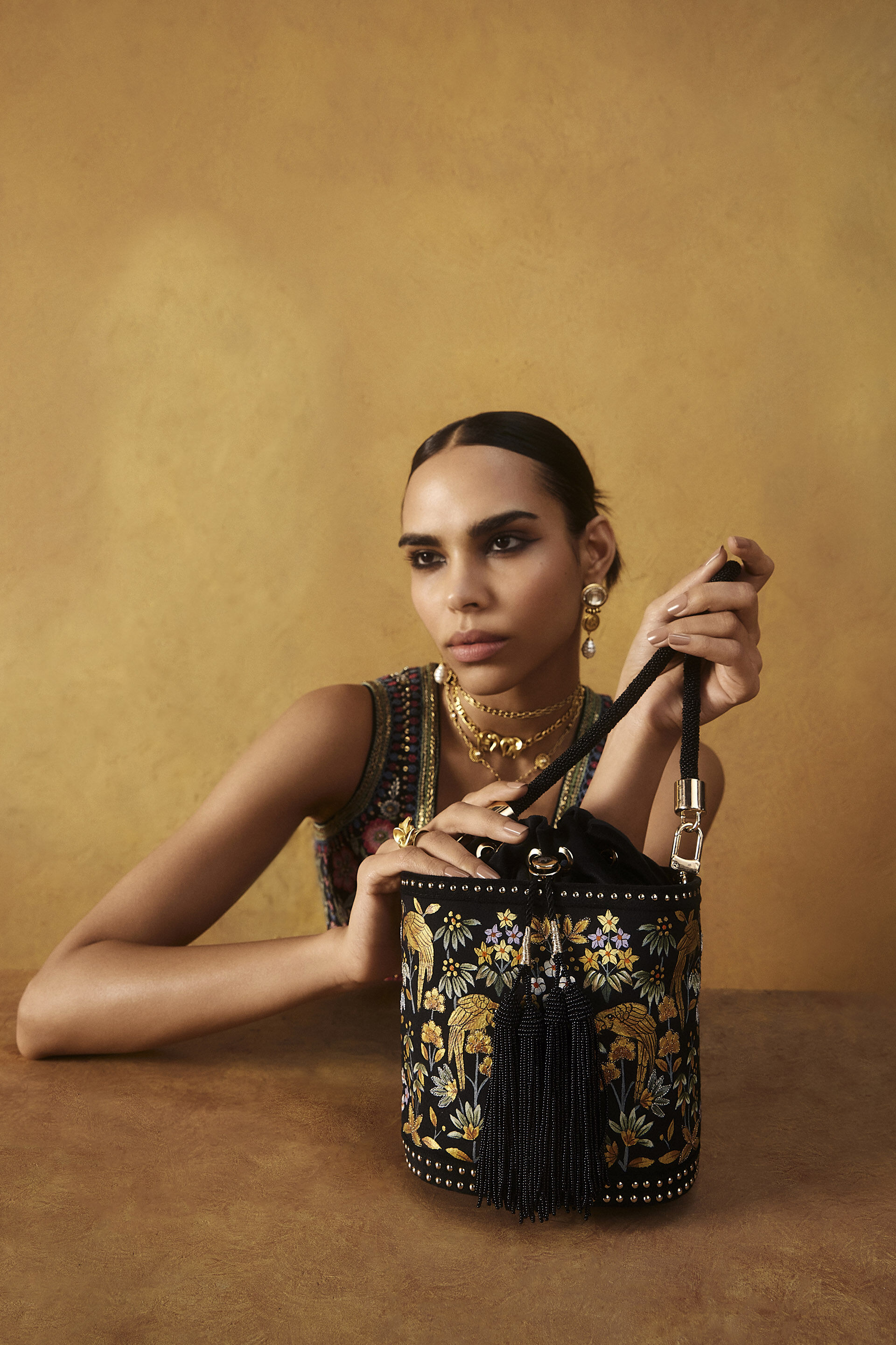 Pichhwai Bucket Bag - Nightingale Black, Black, image 3