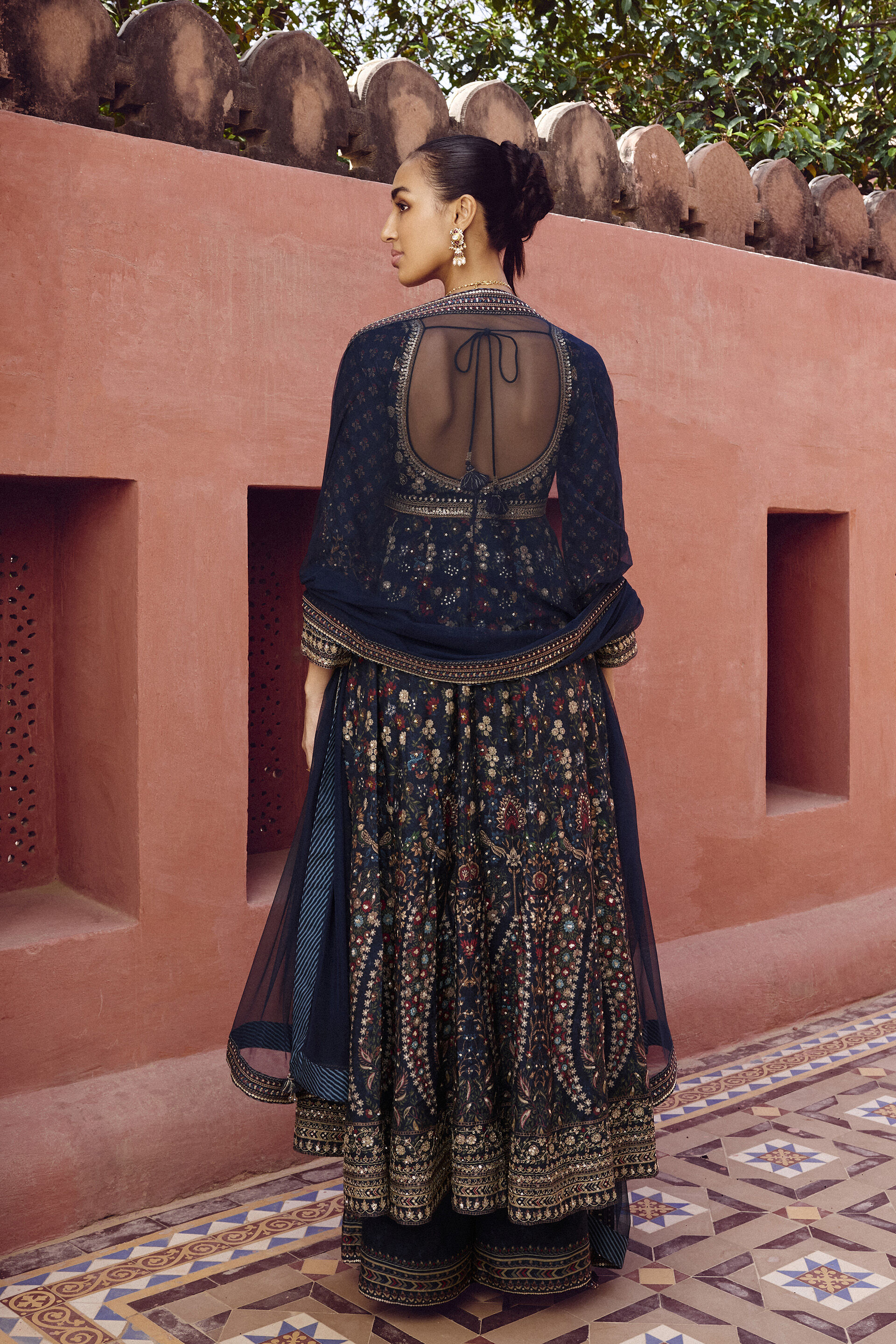 Sharinee Embroidered Anarkali Suit Set - Blue