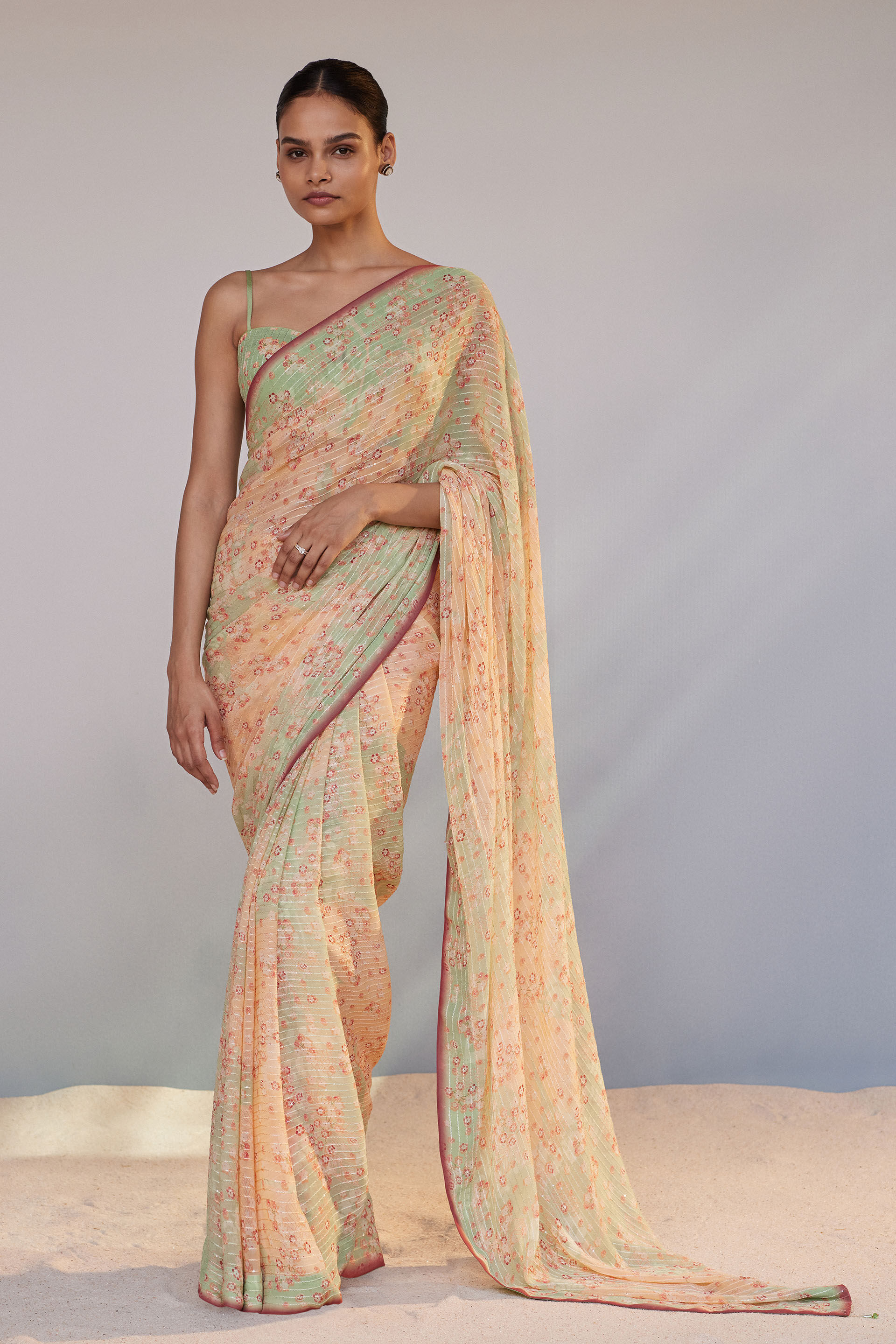 Alora Saree Set - Sage, Sage, image 1