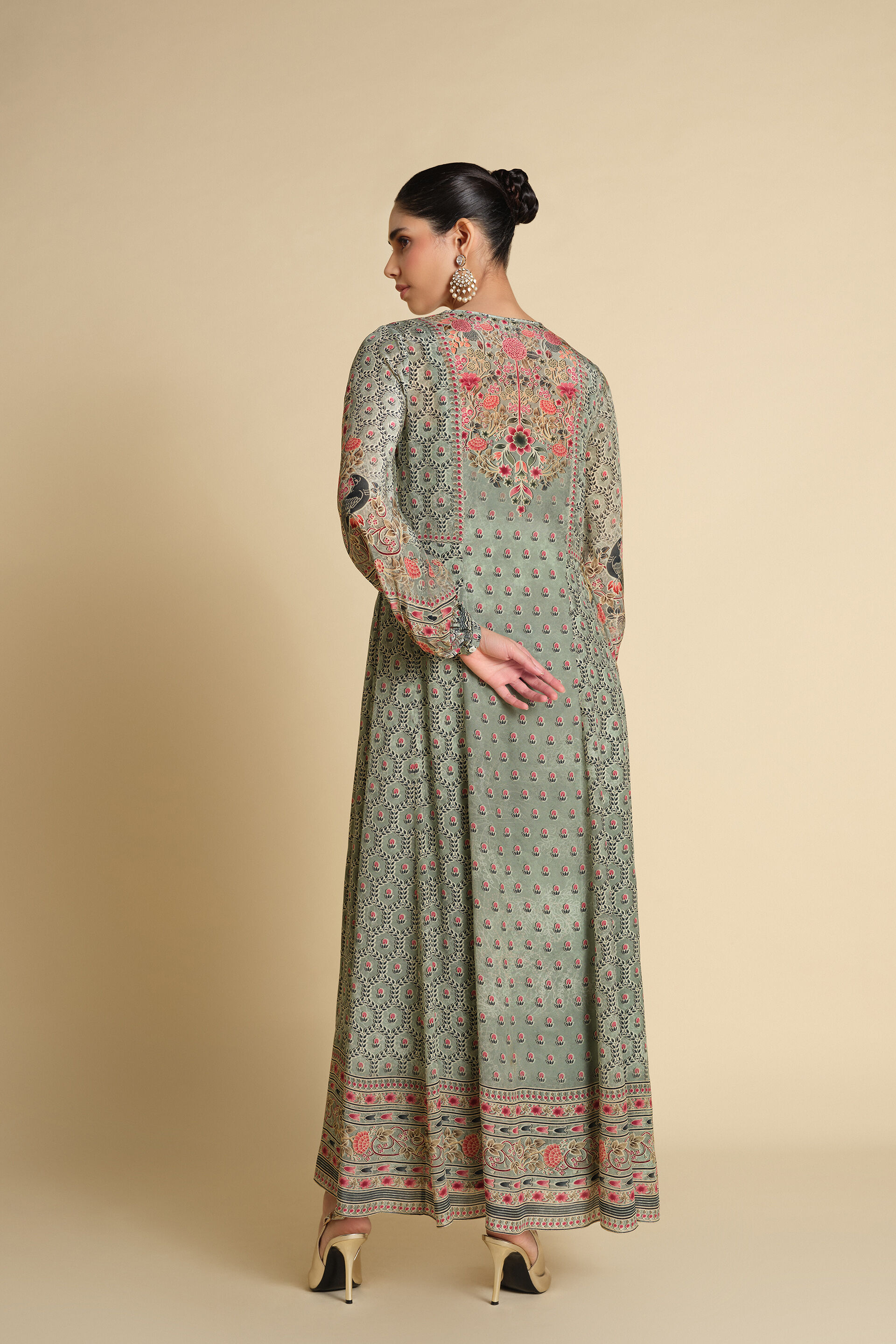 Demoiselle Printed Kaftan - Sage, Sage, image 2