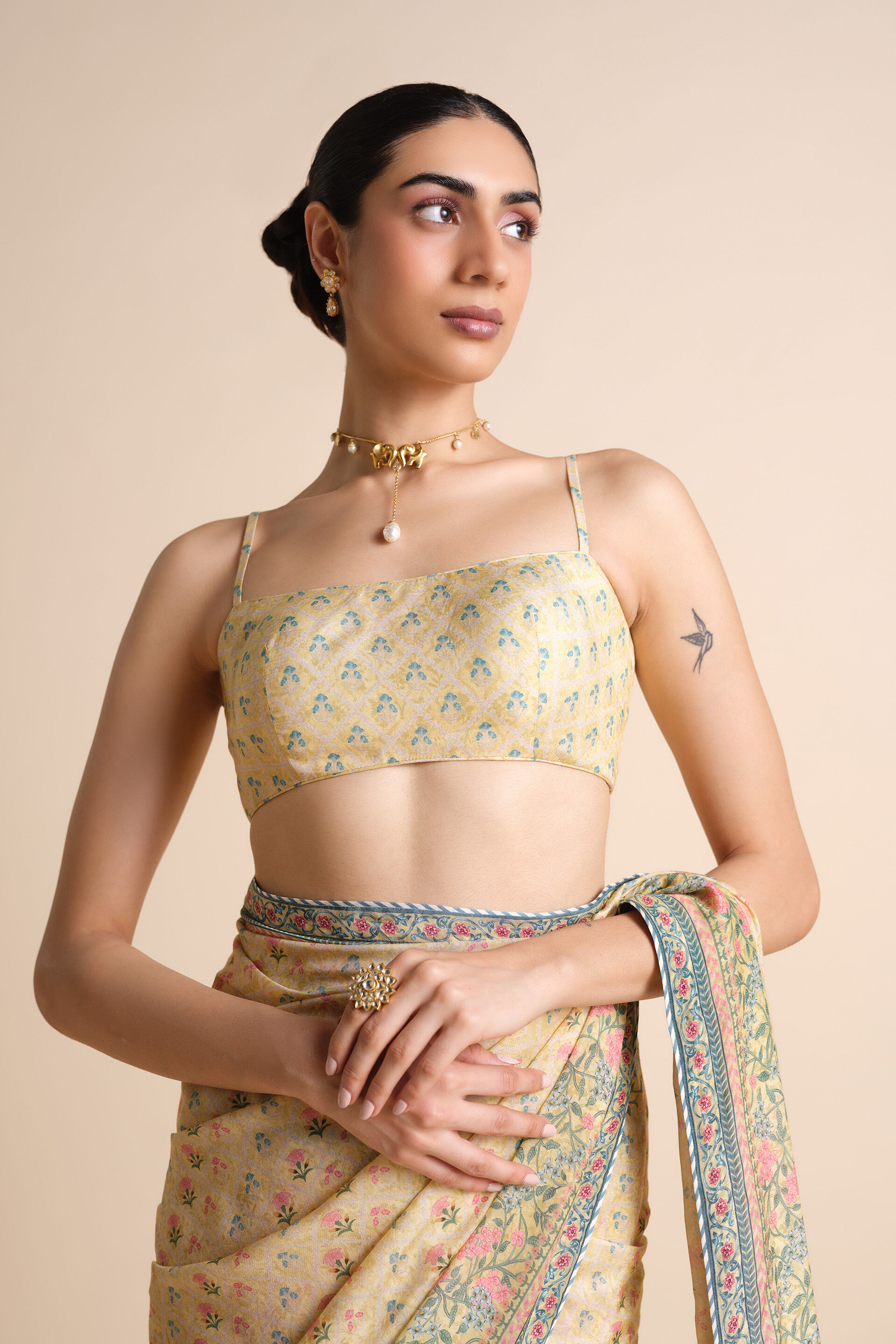 Meris Saree - Yellow, Yellow, image 5