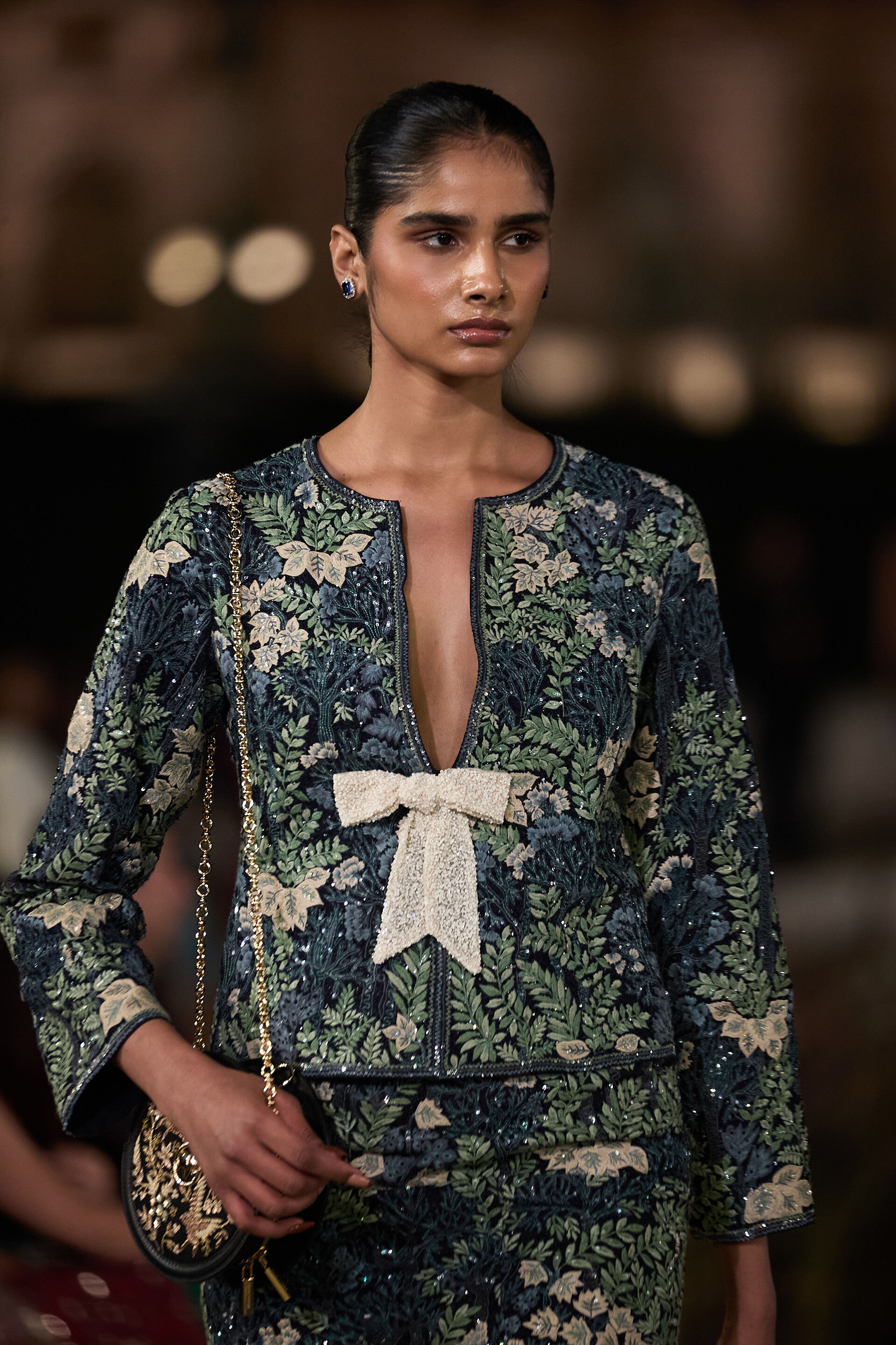 Auralis Embroidered Silk Skirt Set - Blue, Blue, image 2