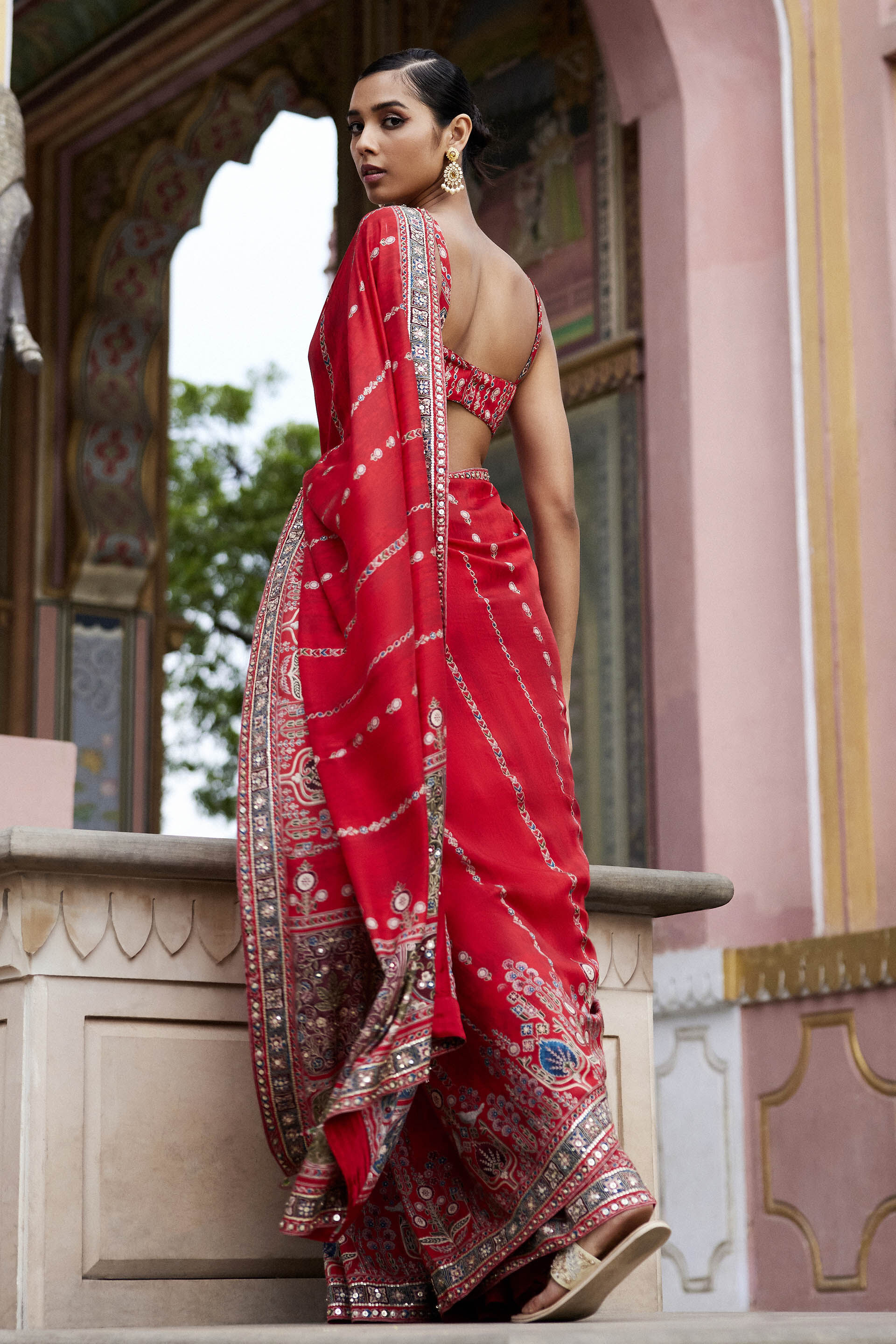 Nuris Saree - Red, Red, image 3