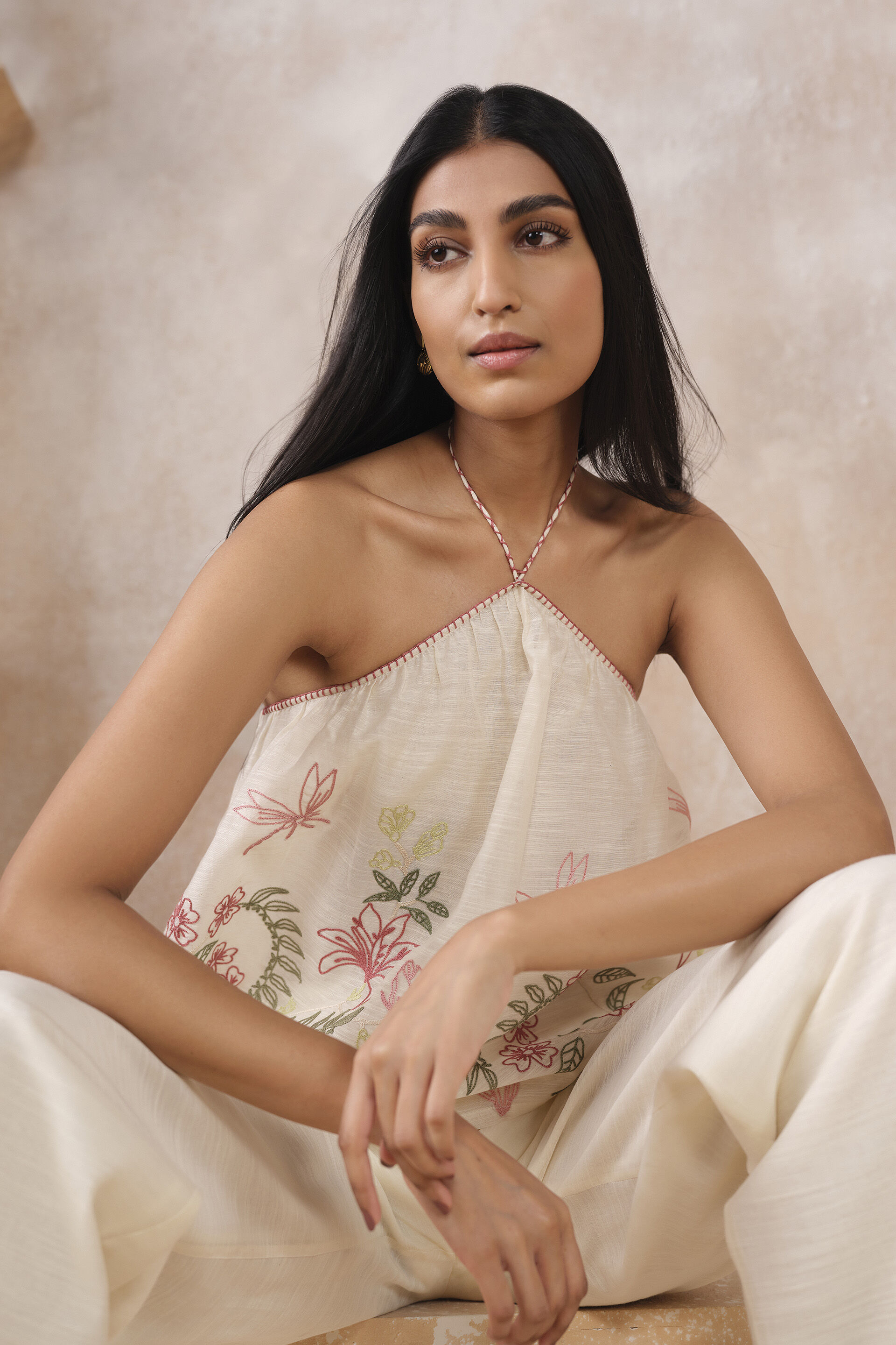 Alyne Hand-embroidered Kantha Mul Top - Ivory, Ivory, image 4