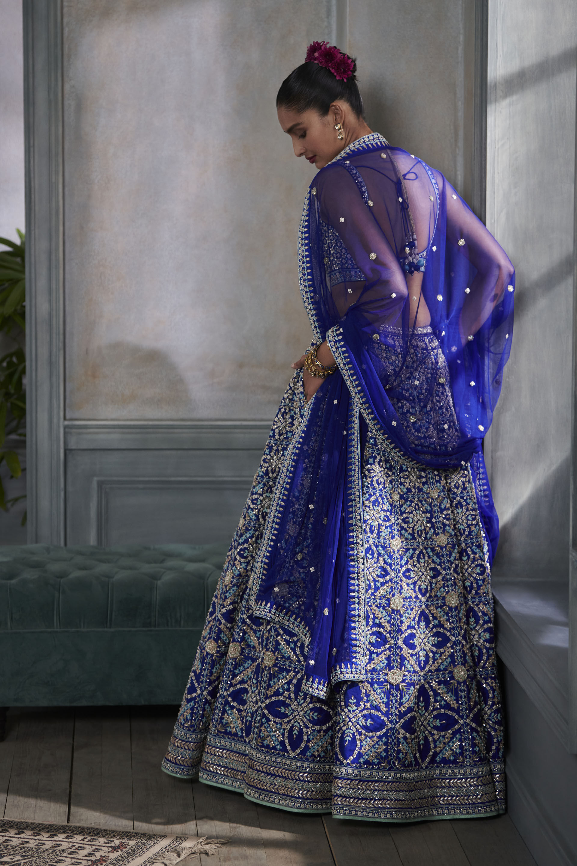 Vanishri Lehenga Set - Blue, Blue, image 4