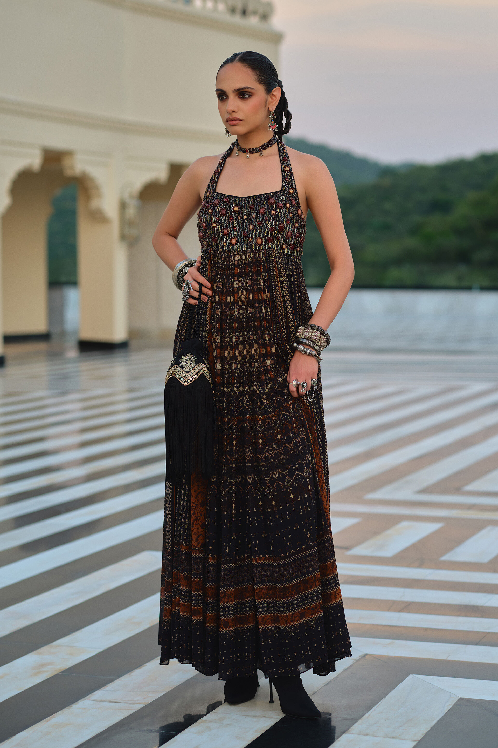Song Black Sequinned Gown, Black, image 1